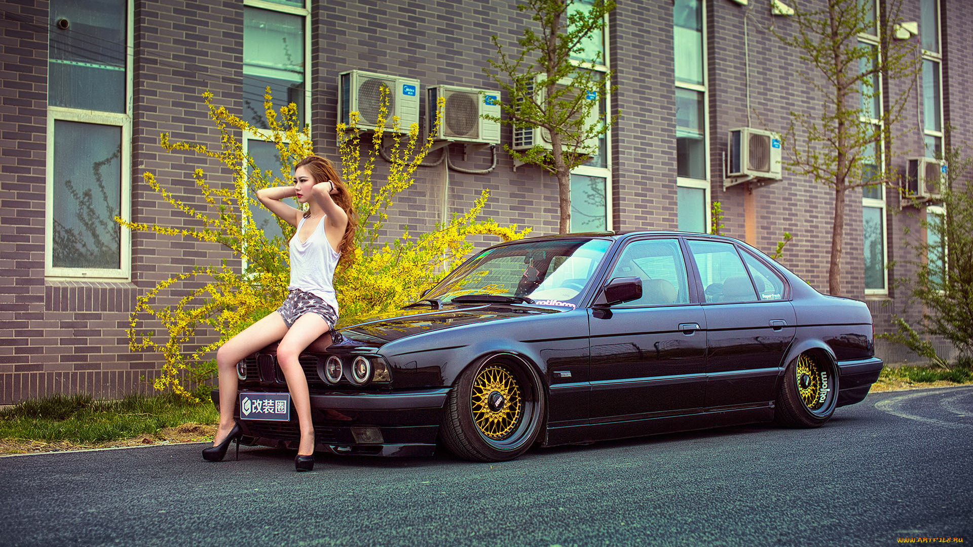 автомобили, -авто, с, девушками, взгляд, девушка, азиатка, автомобиль, фон