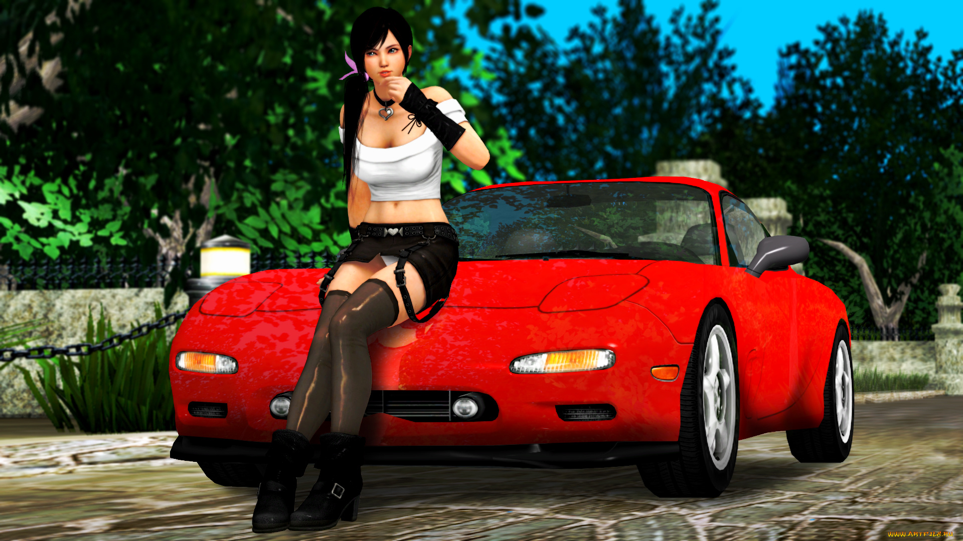 автомобили, 3d, car&girl, автомобиль, фон, взгляд, девушка