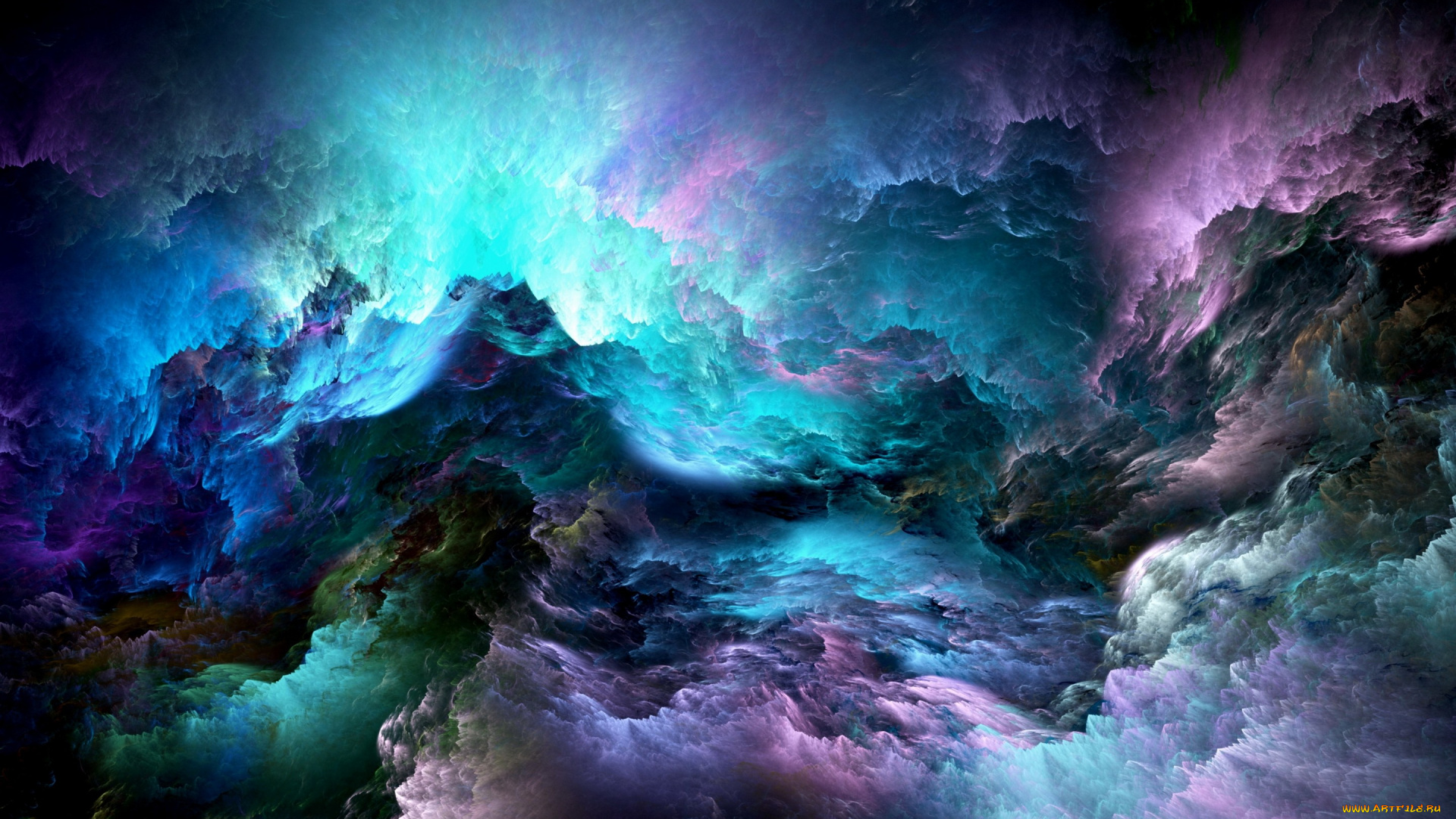 рисованное, абстракция, облака, фон, background, space, abstract, colors, unreal, clouds