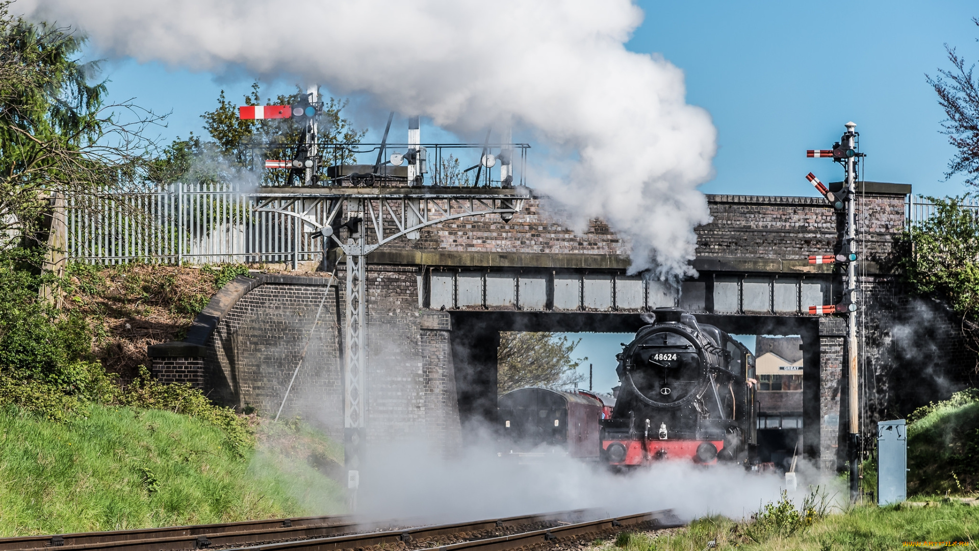 техника, паровозы, железная, дорога, паровоз, рельсы