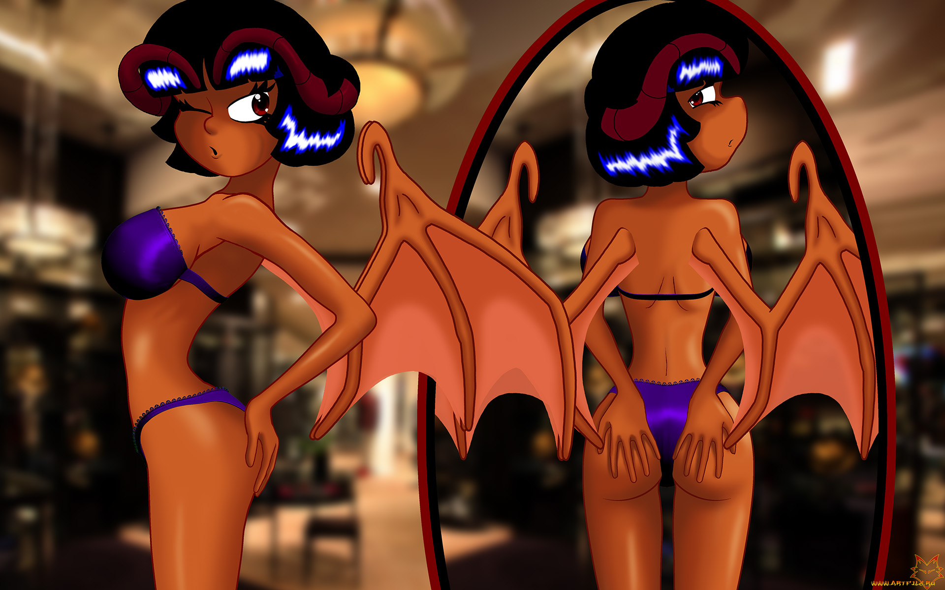 векторная, графика, другое, , other, взгляд, девушки, фон, демоны