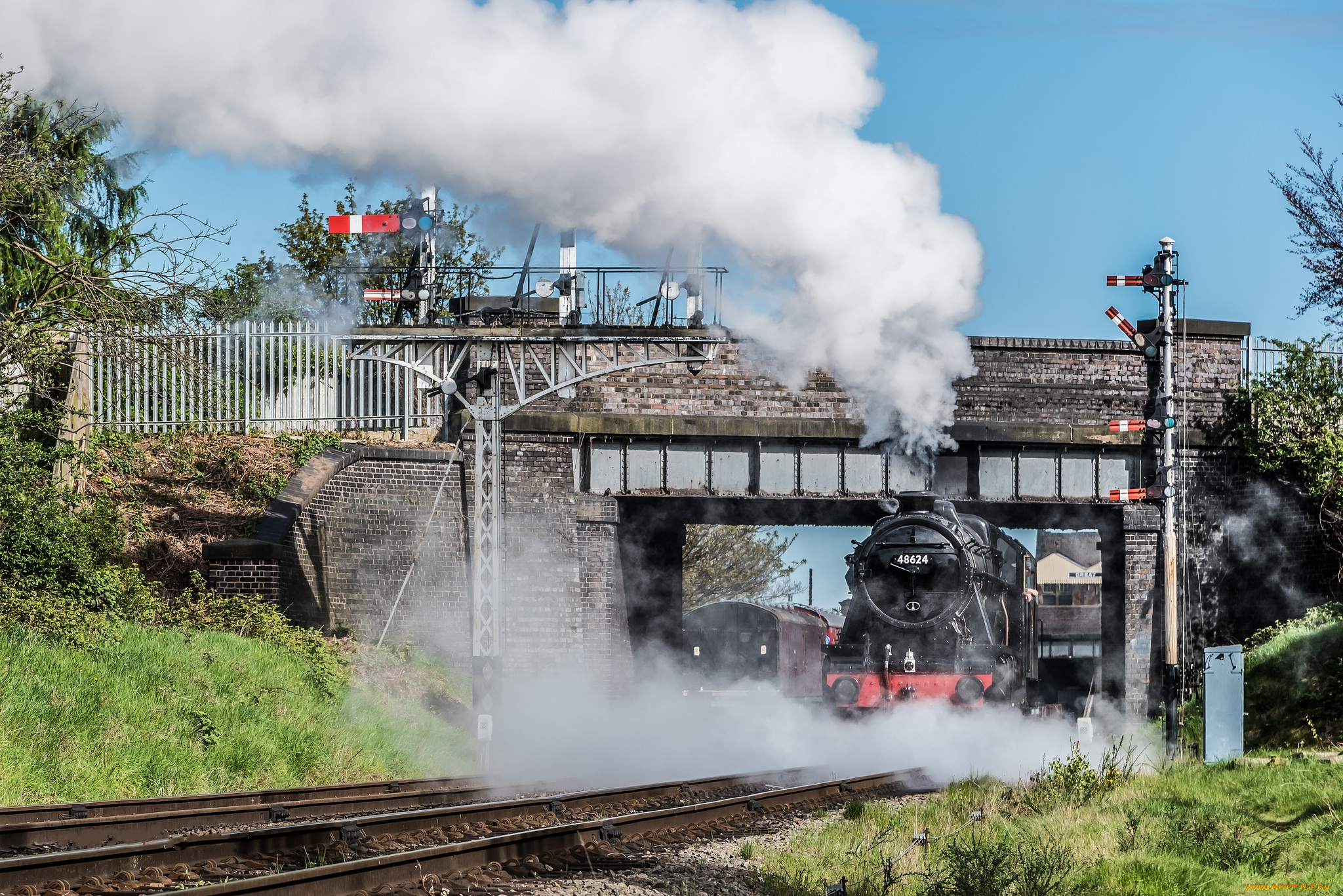 техника, паровозы, железная, дорога, паровоз, рельсы