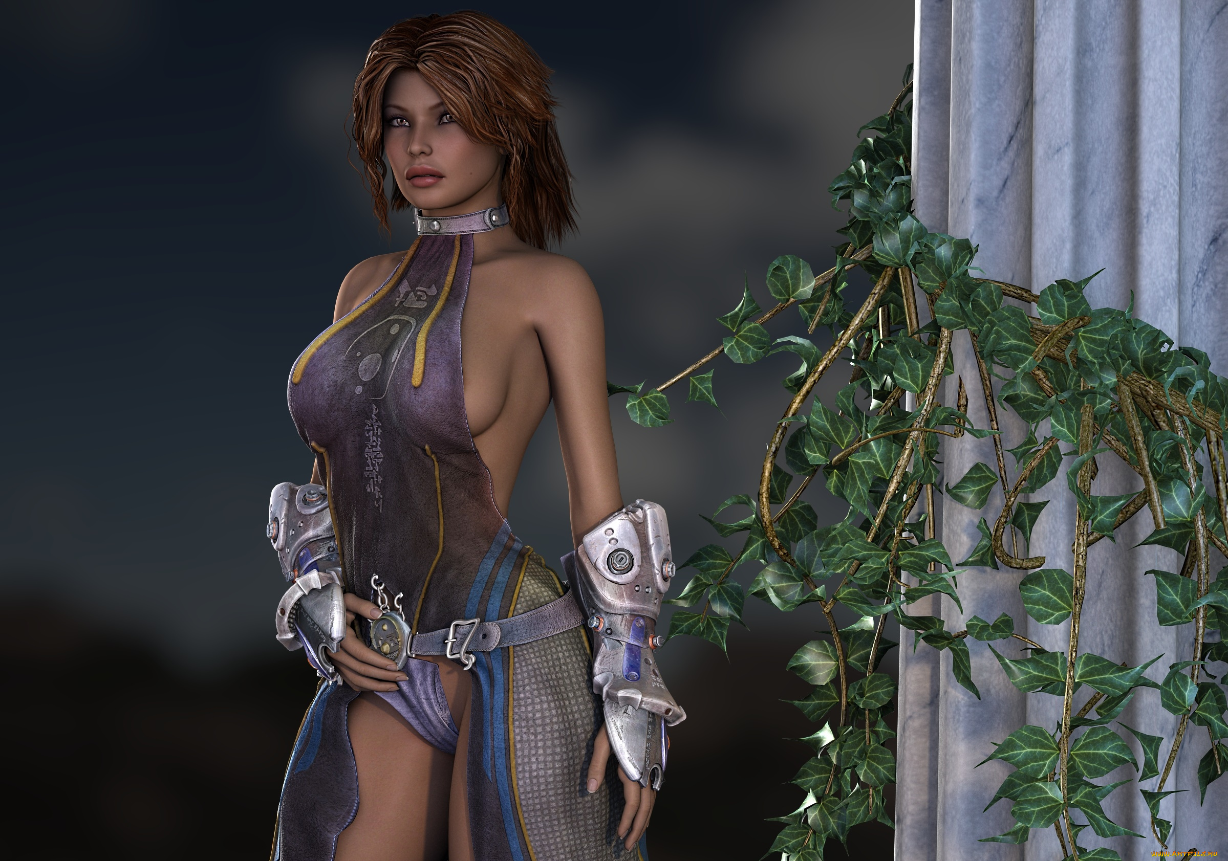 3д, графика, люди, , people, взгляд, девушка, растение, фон