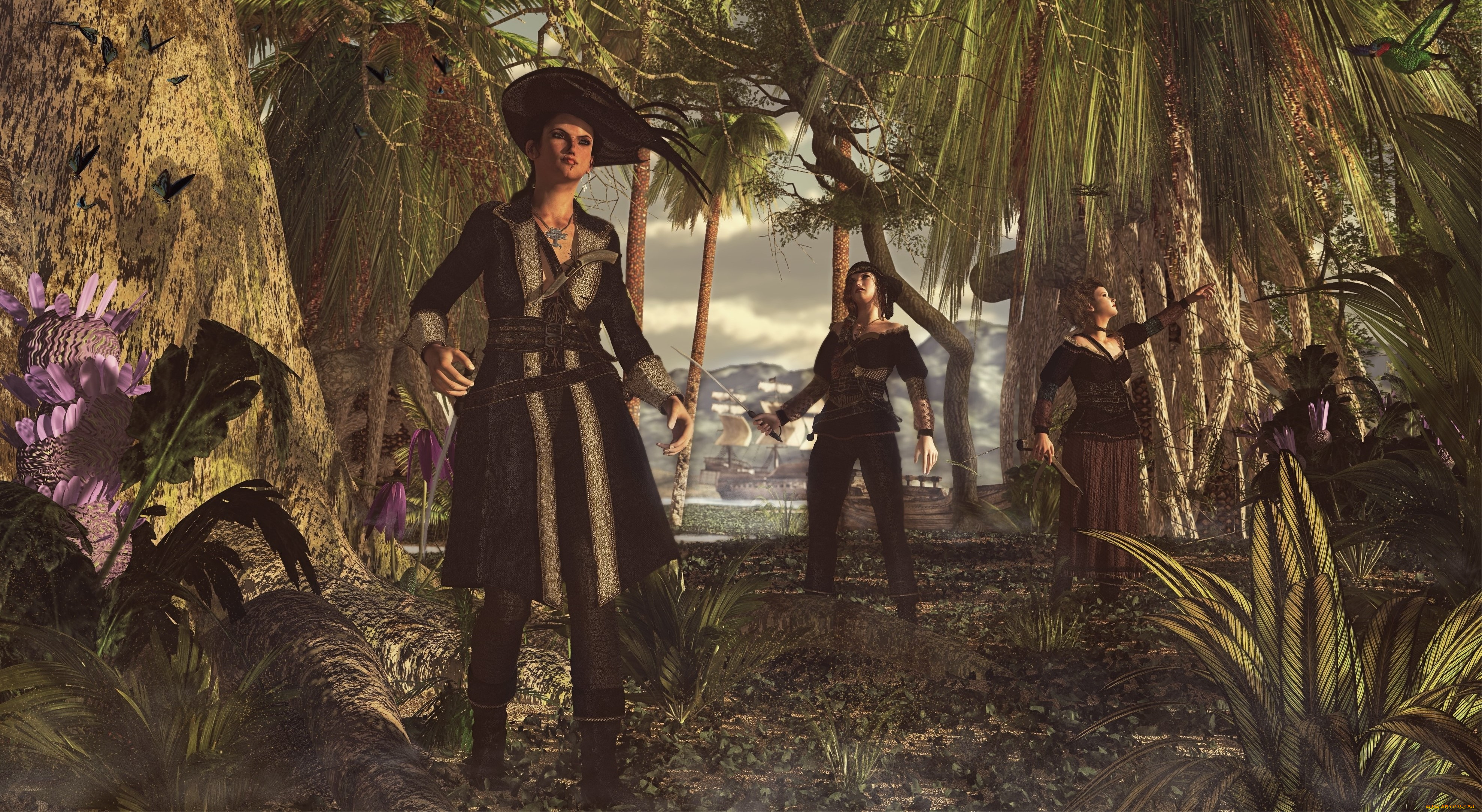 3д, графика, фантазия, , fantasy, фон, взгляд, девушки, оружие