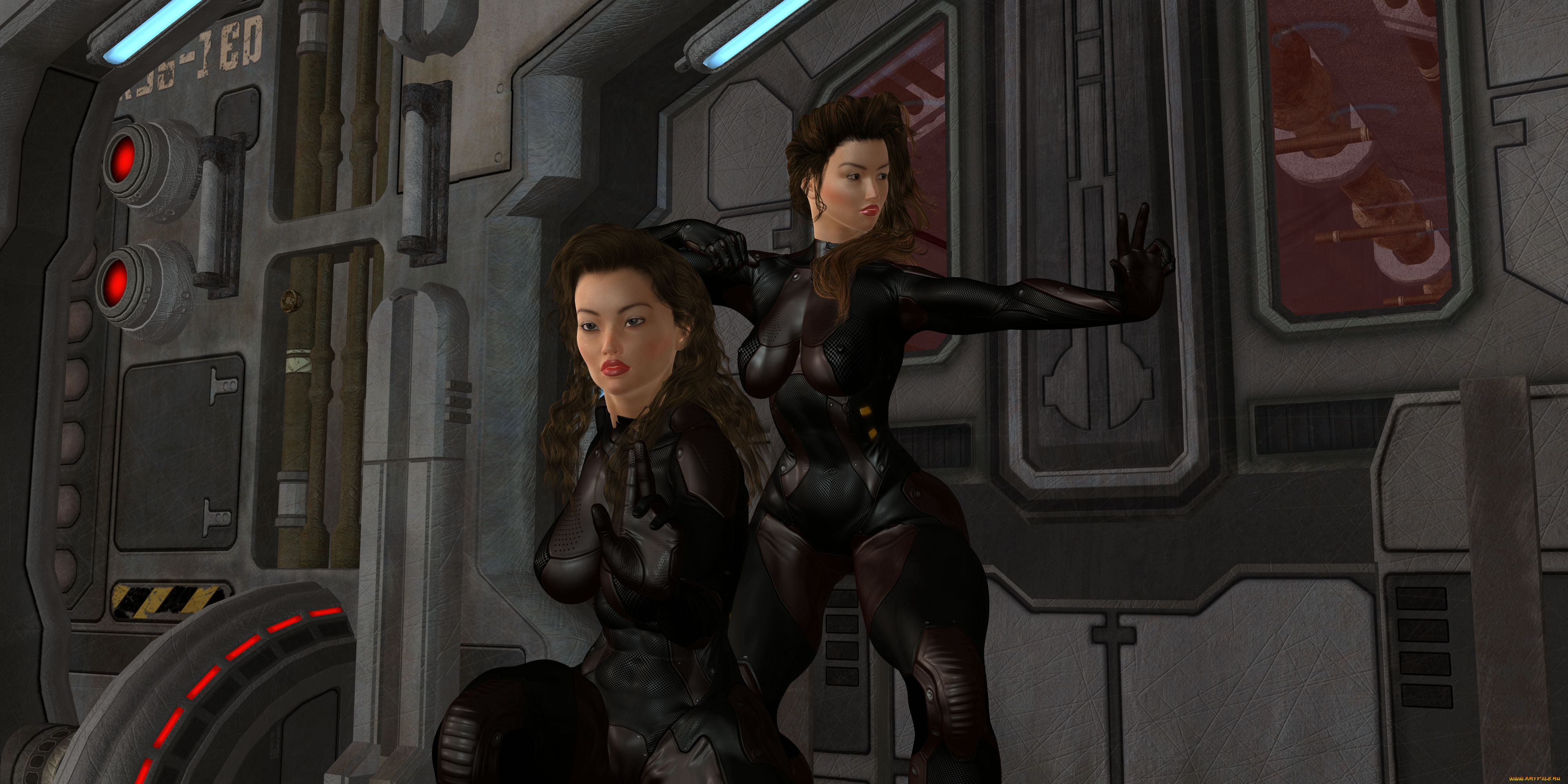 3д, графика, фантазия, , fantasy, взгляд, девушки, фон