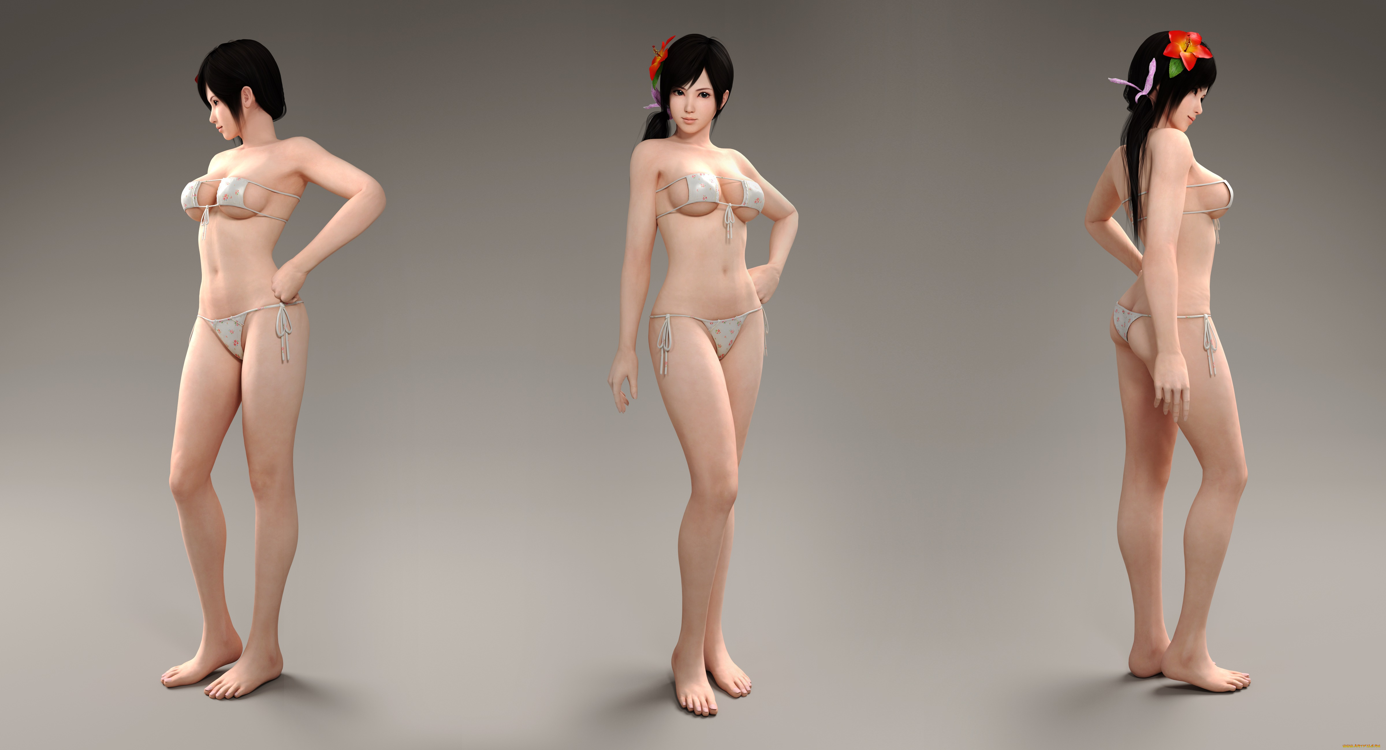 3д, графика, аниме, , anime, бикини, фон, взгляд, девушка