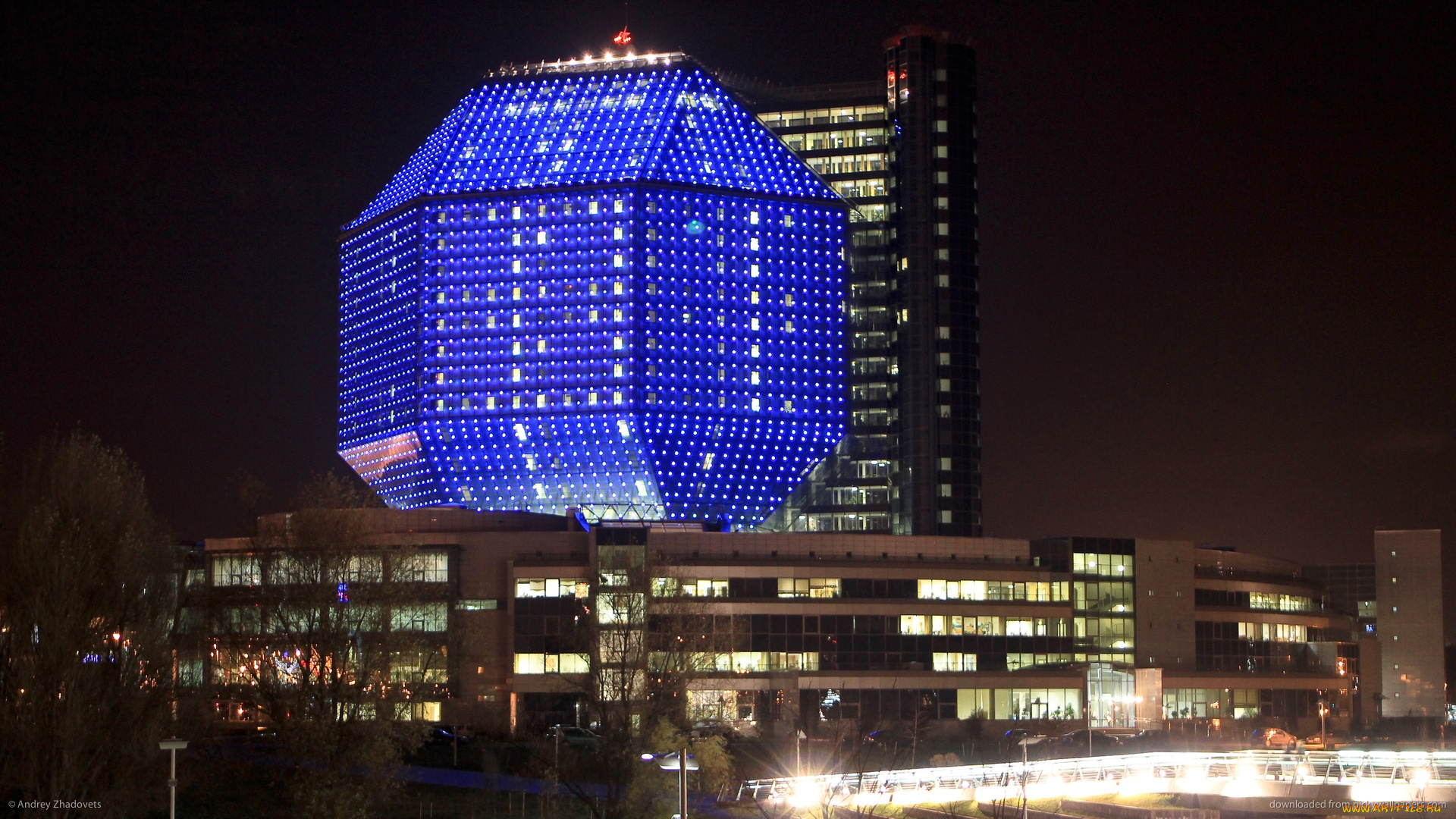 города, минск, , беларусь, здание, оригинальное, подсветка, библиотека