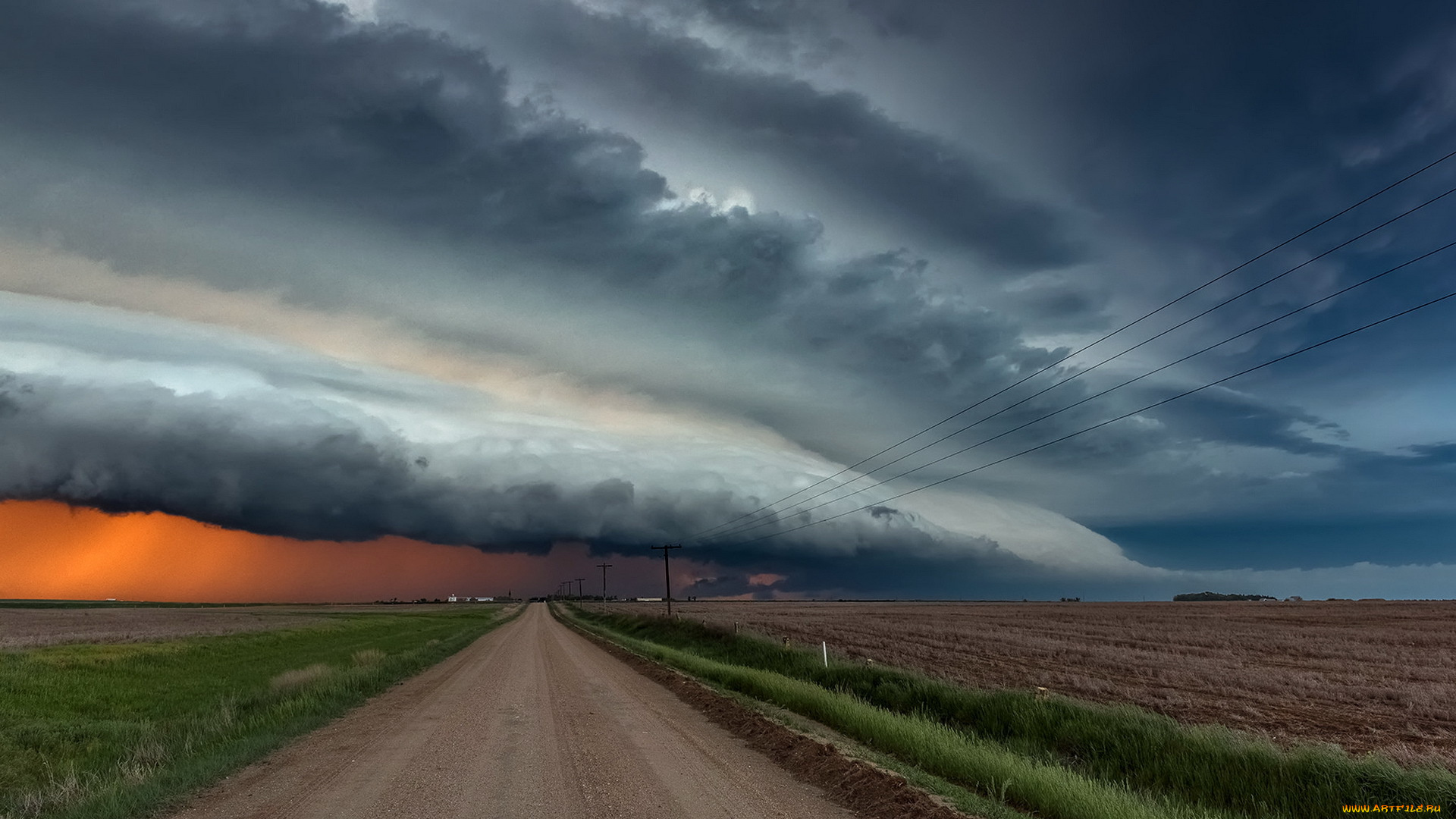 природа, стихия, небо, дорога, поле