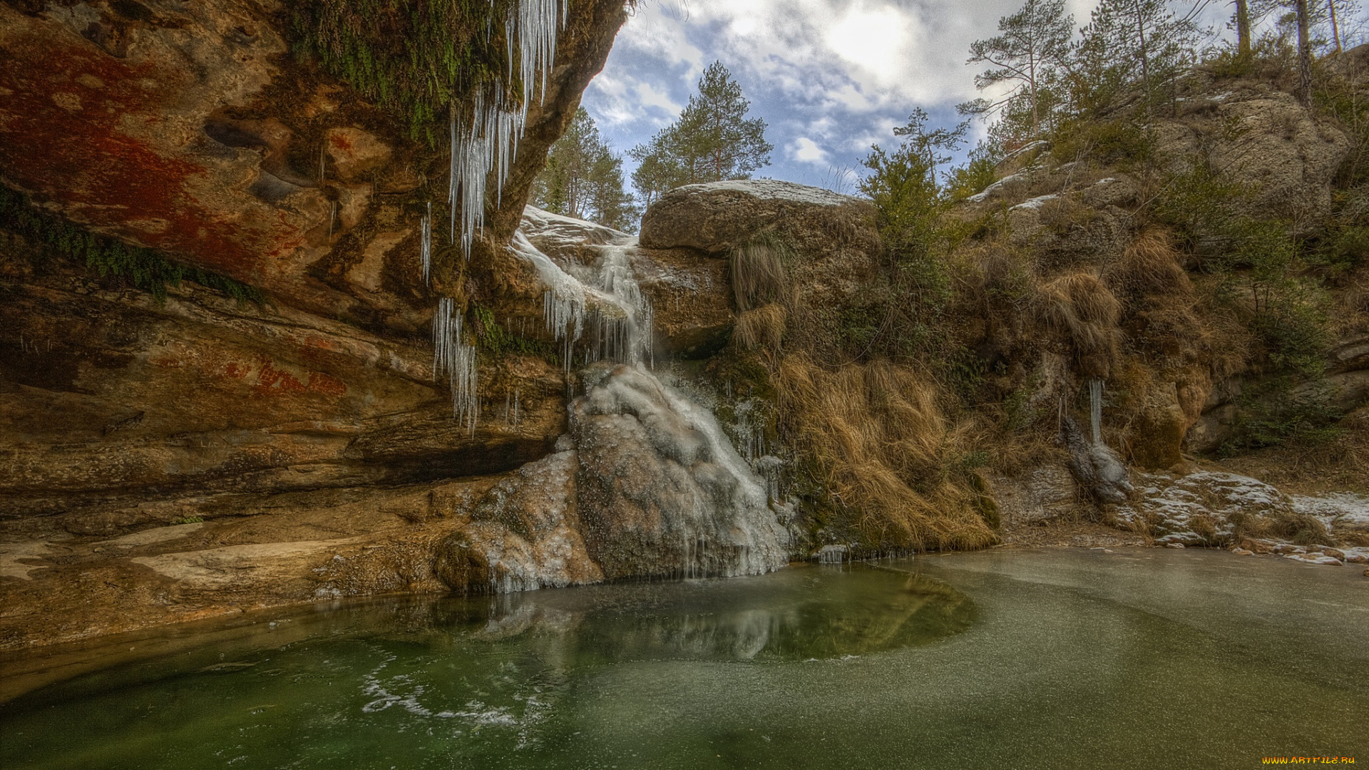 природа, водопады, лес, река, водопад