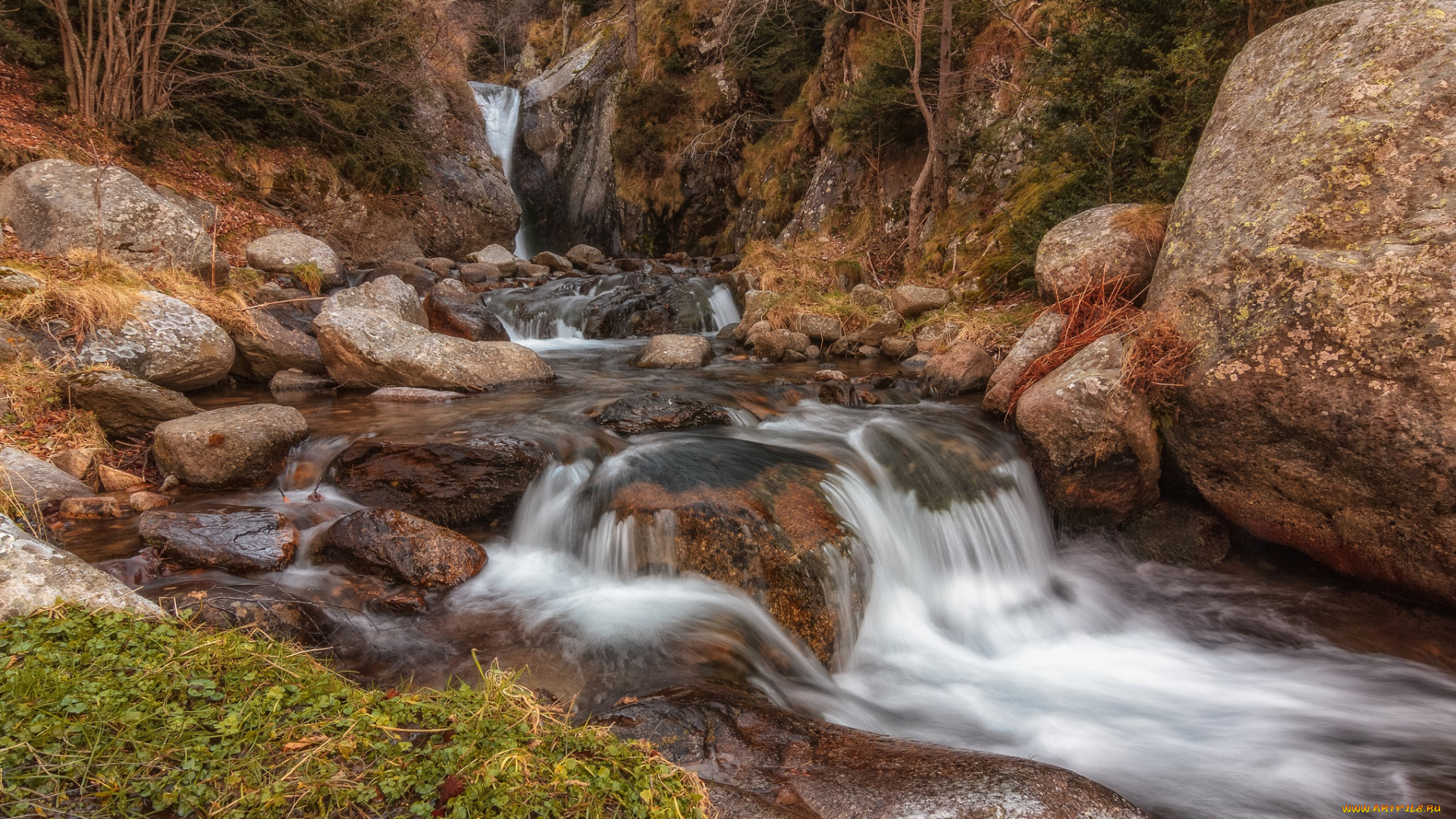 природа, водопады, водопад, река, лес