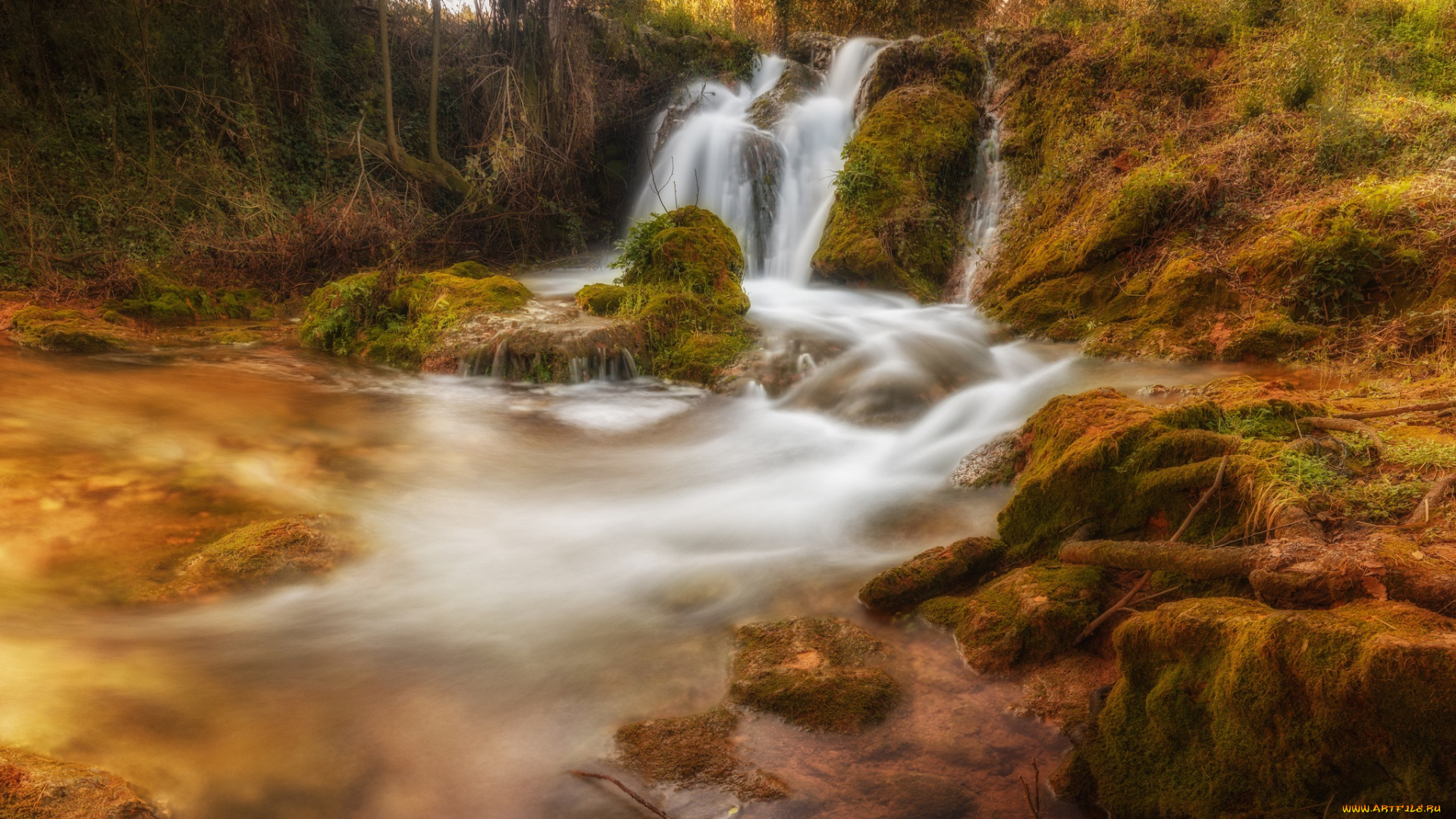 природа, водопады, водопад, река, лес