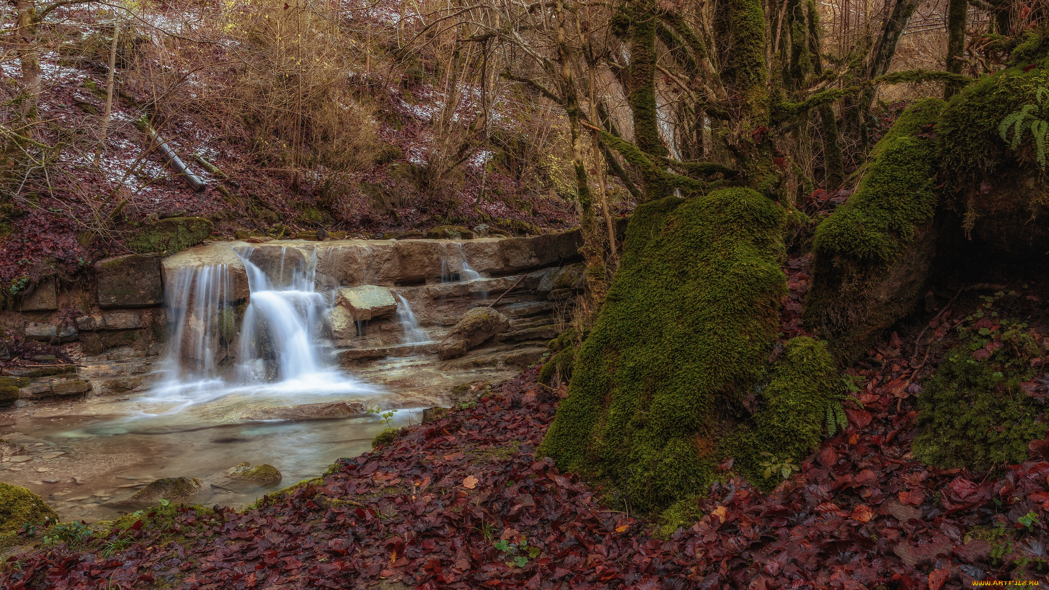 природа, водопады, водопад, река, лес