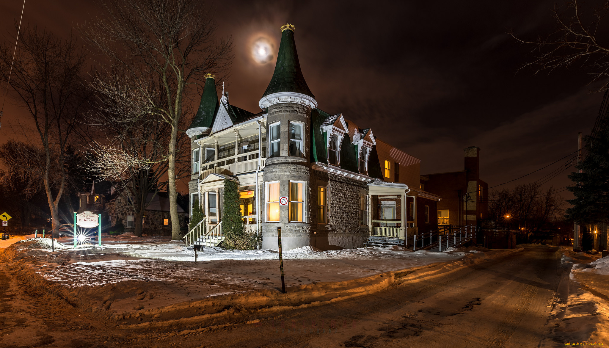 города, -, здания, , дома, дорога, ночь