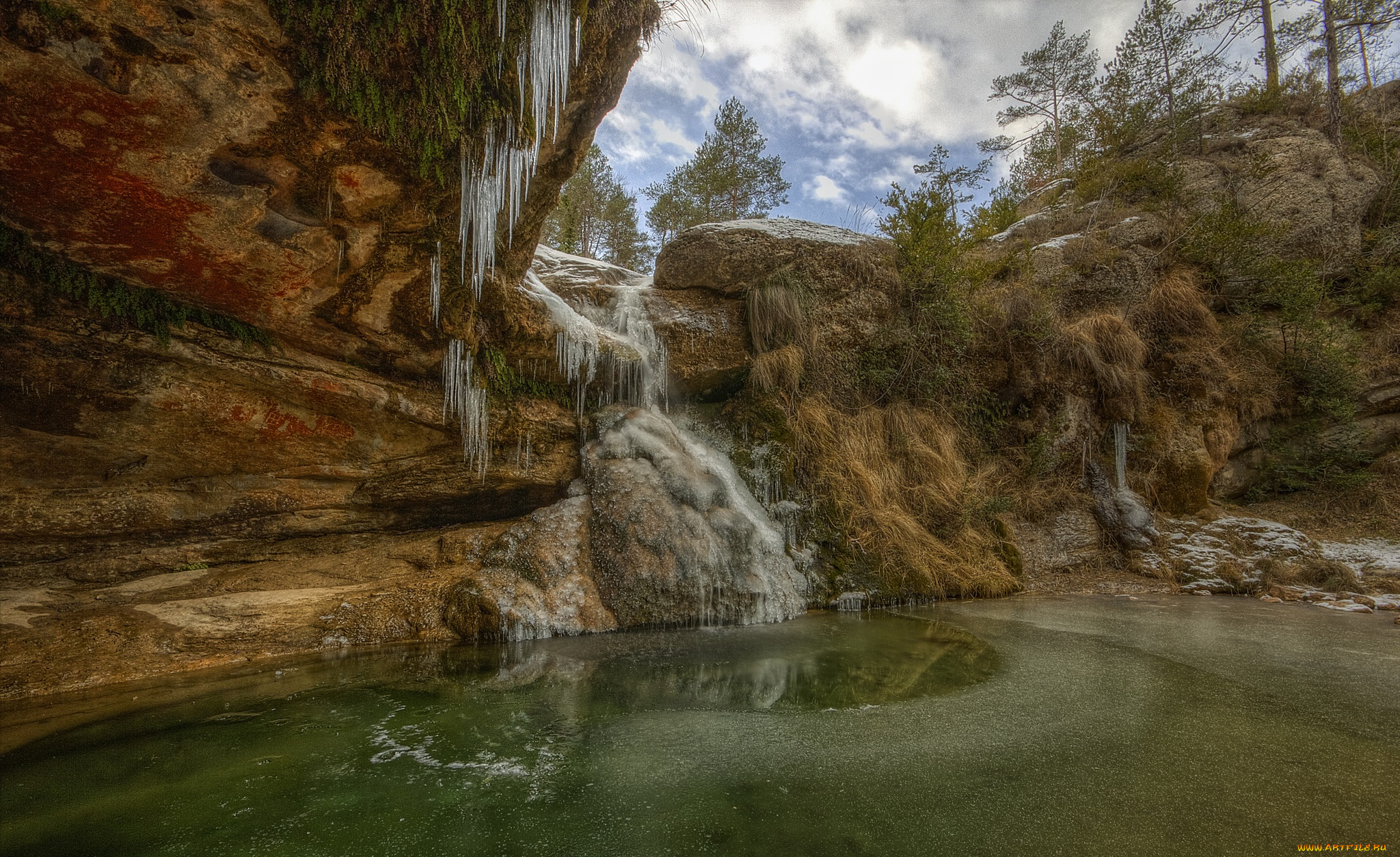 природа, водопады, лес, река, водопад