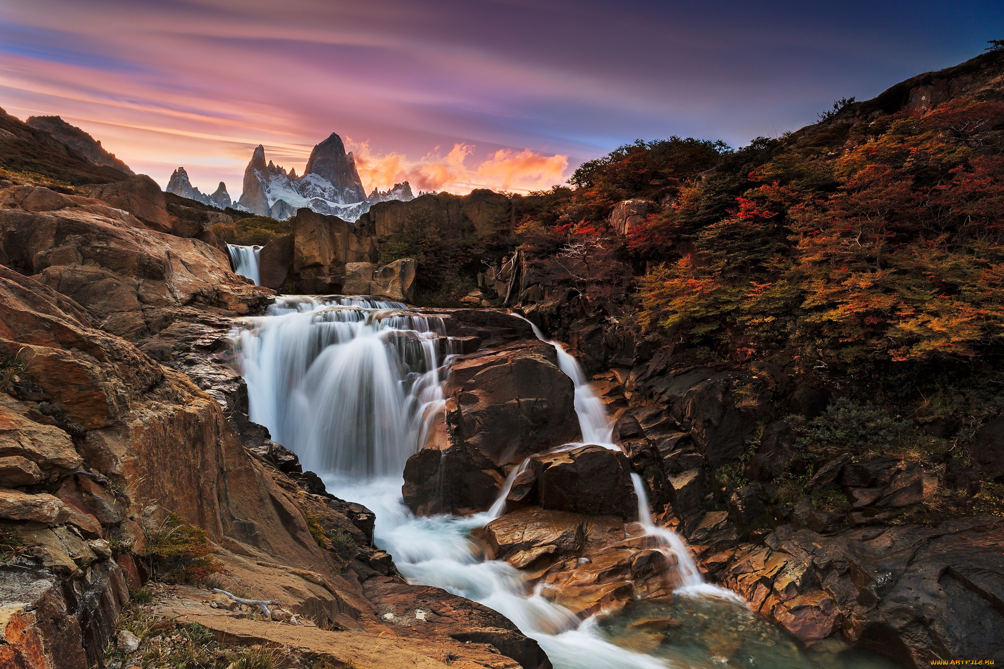 природа, водопады, лес, водопад, река