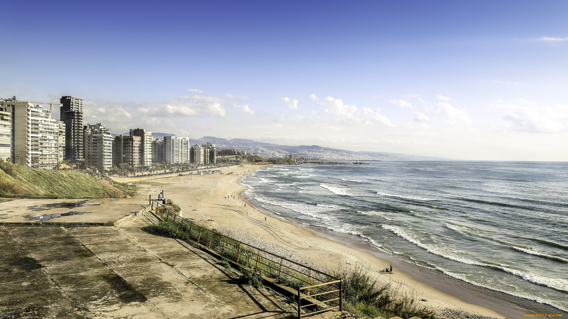 beyrouth, plage, города, -, панорамы, побережье