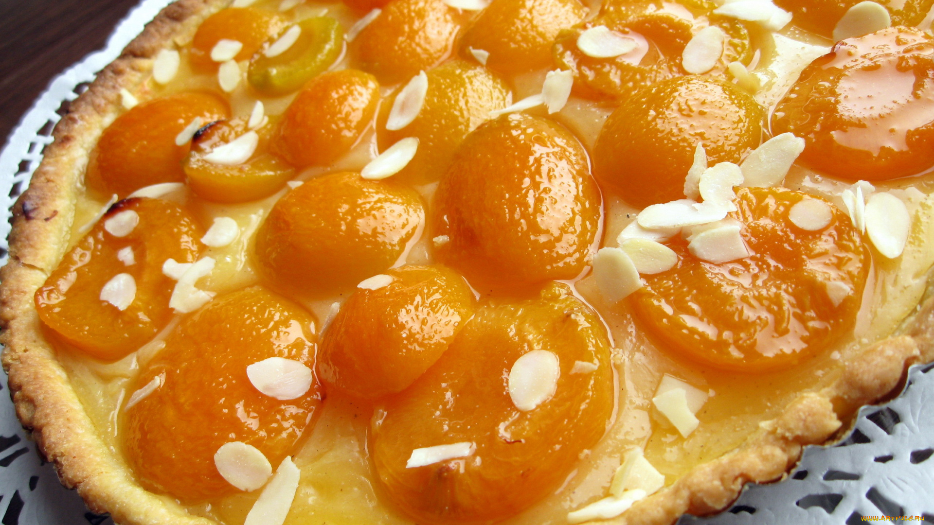 еда, пироги, персики, пирог, миндаль