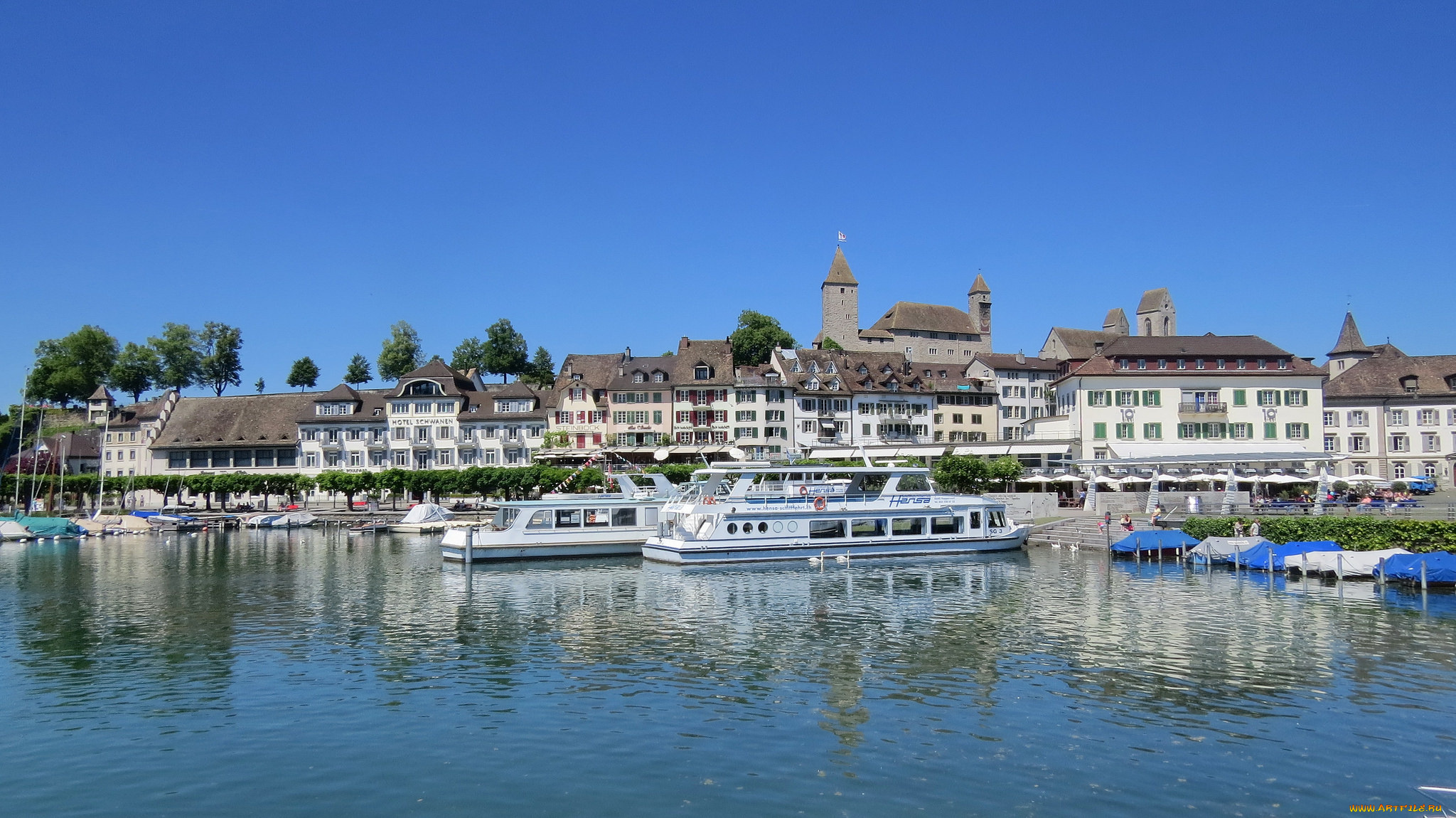 корабли, порты, , , причалы, дома, река