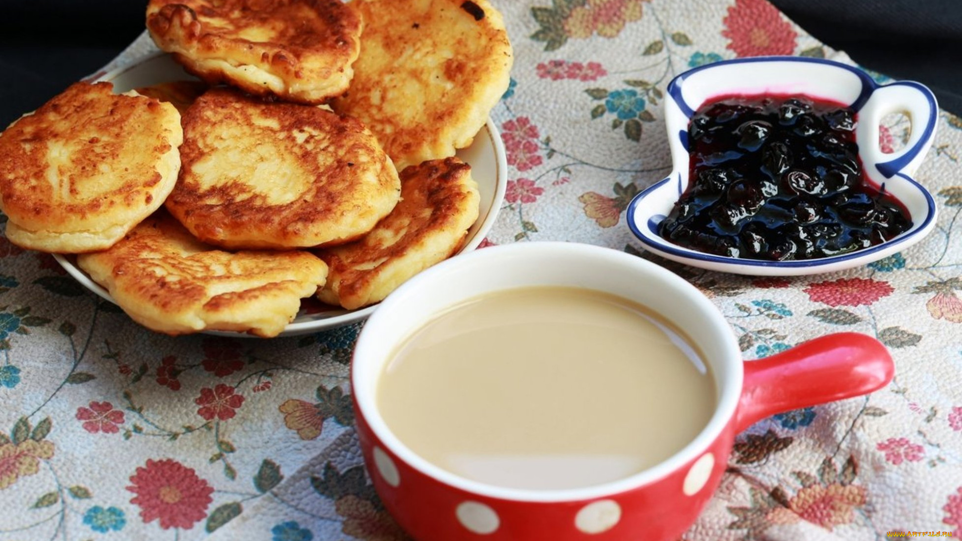еда, блины, , оладьи, варенье, выпечка, кофе, оладьи
