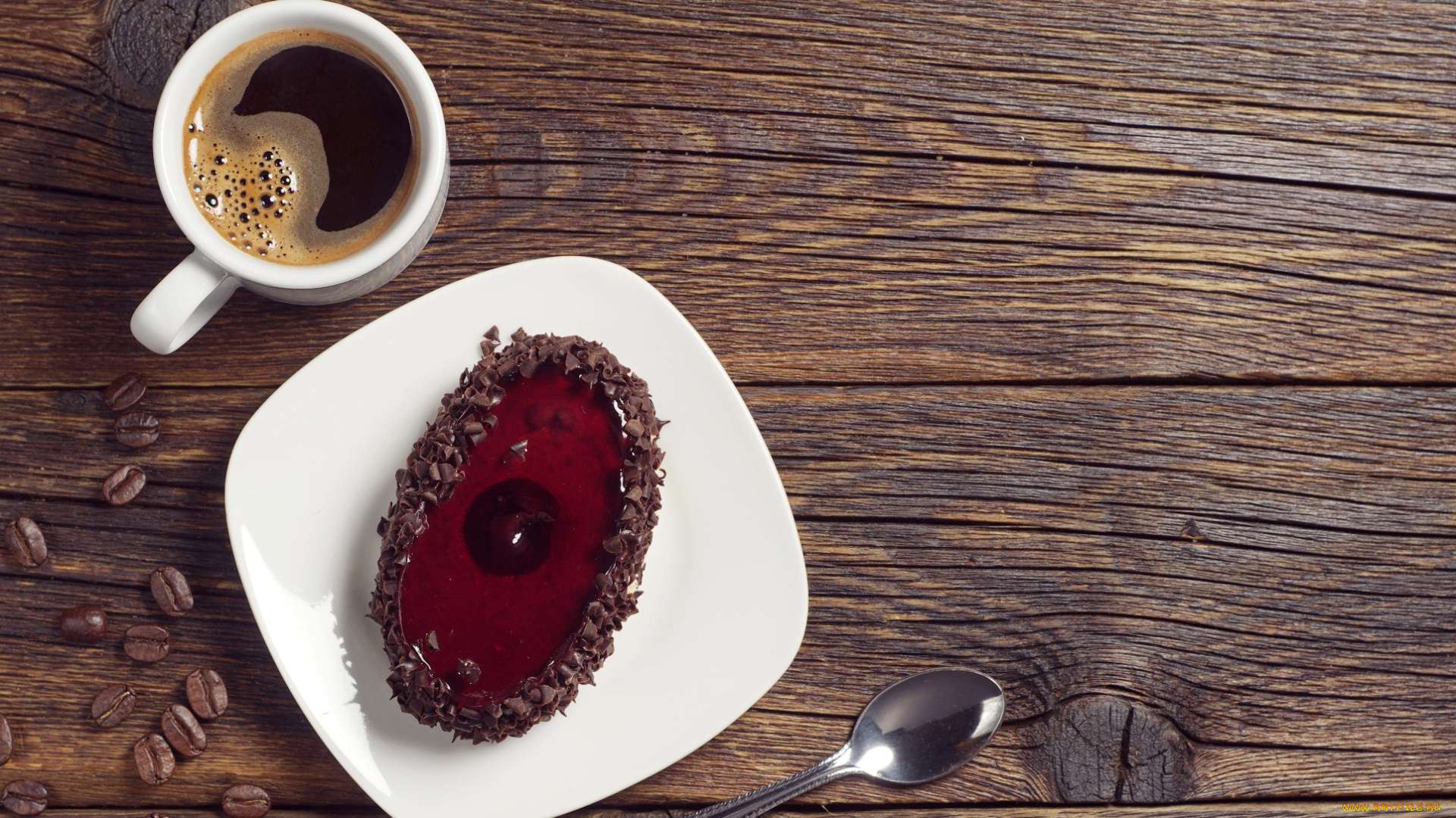 еда, пирожные, , кексы, , печенье, чашка, кофе, зерна, ложка, тарелка, пирожное