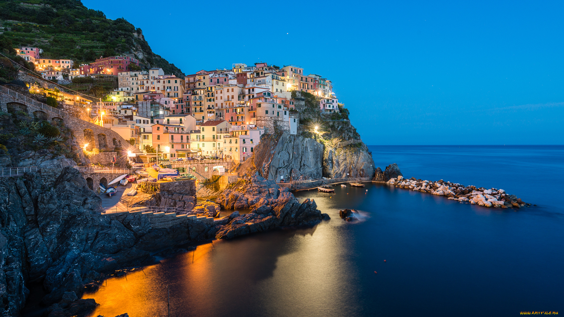 manarola, города, амальфийское, и, лигурийское, побережье, , италия, простор
