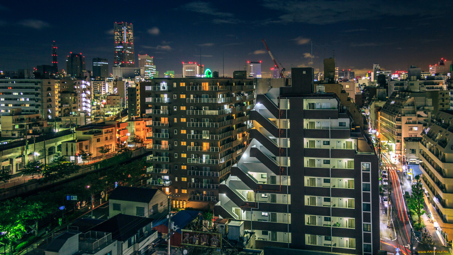 noge, города, -, огни, ночного, города, простор