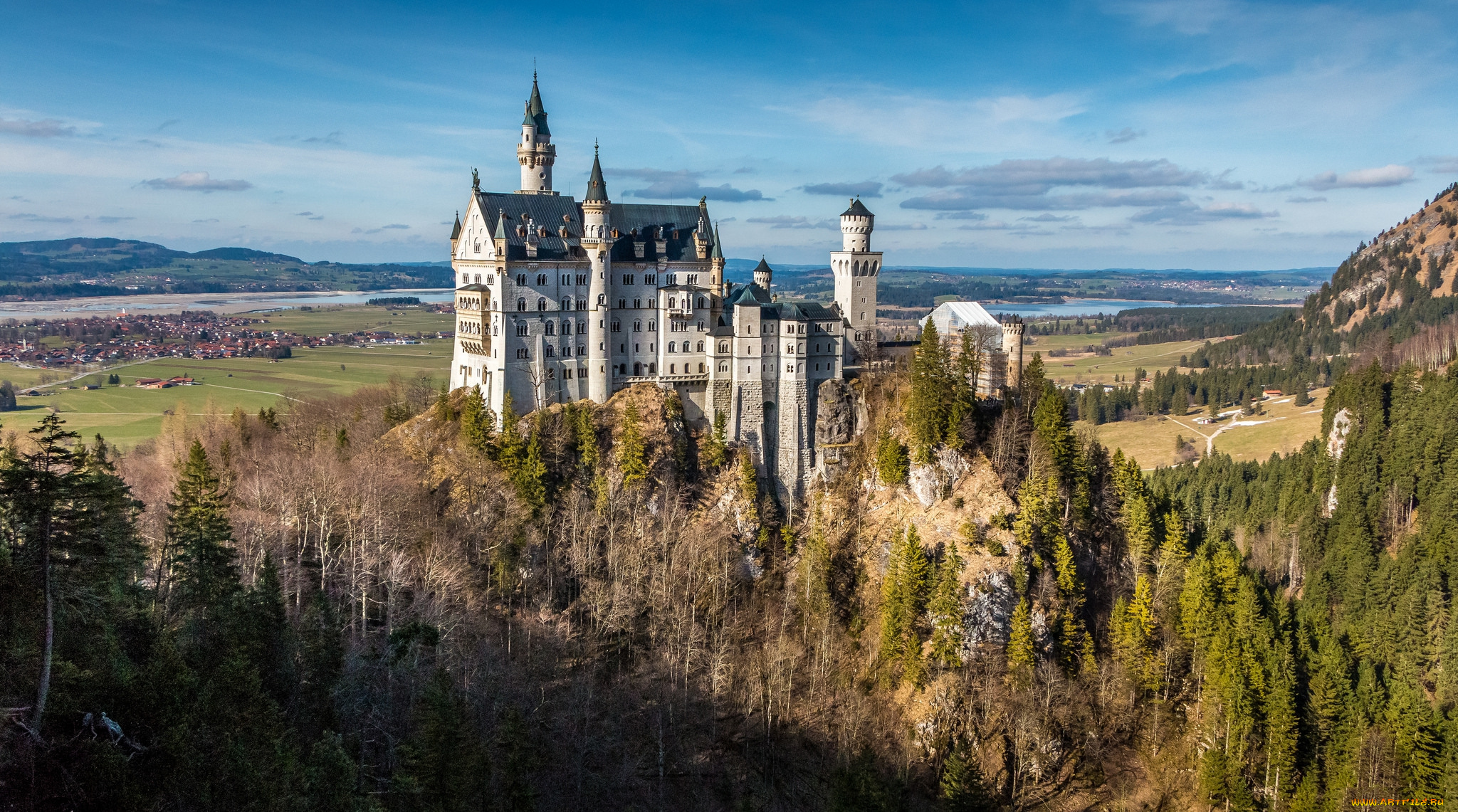 neuschwanstein, castle, города, замок, нойшванштайн, , германия, простор