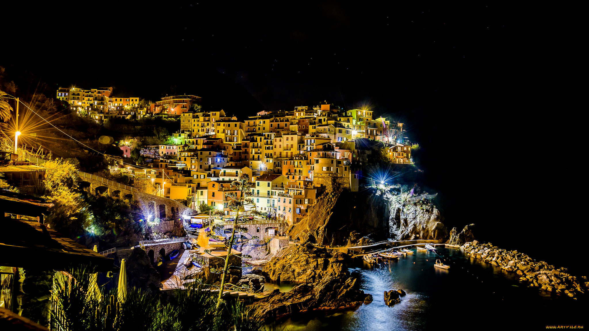 manarola, города, амальфийское, и, лигурийское, побережье, , италия, простор