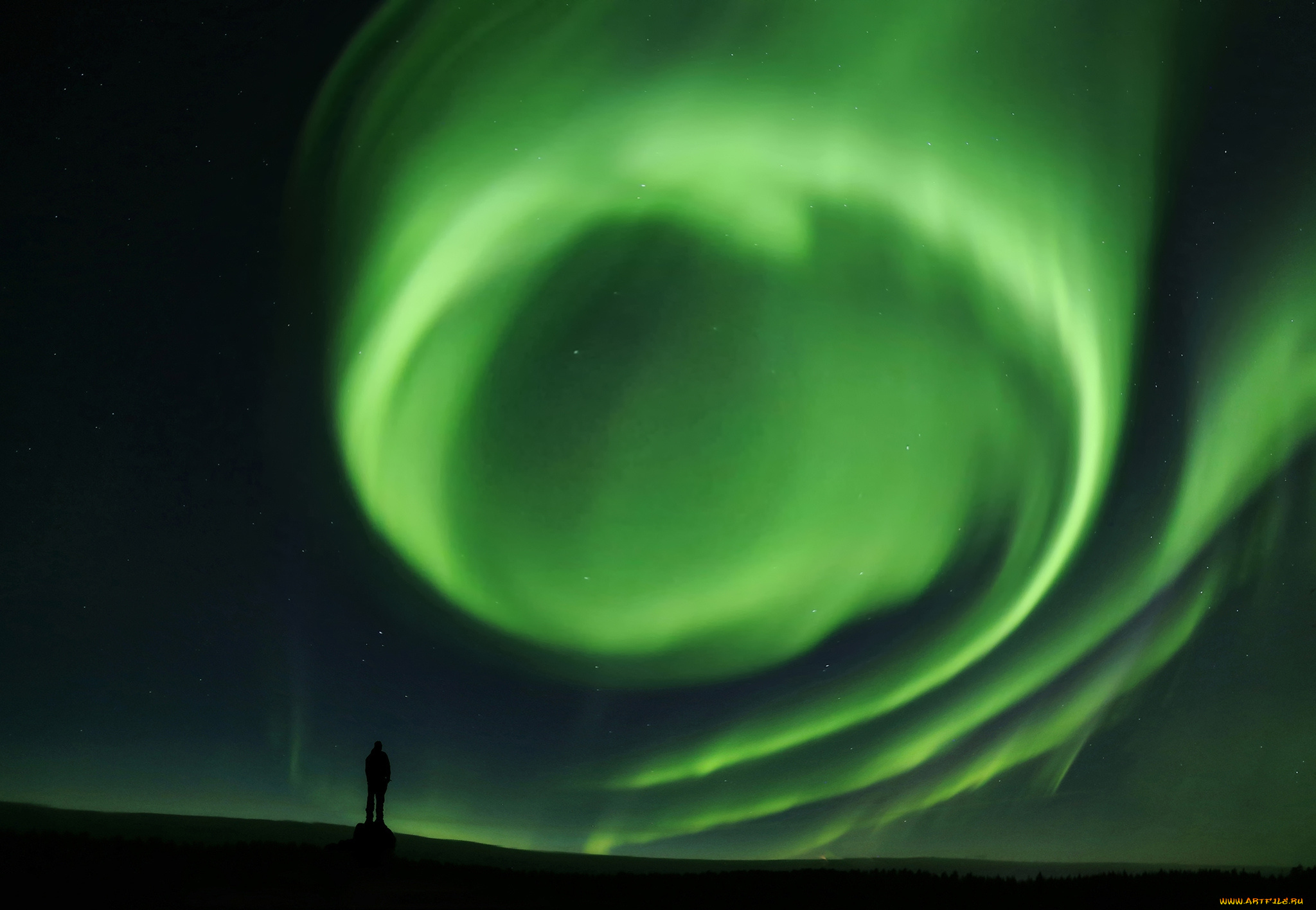природа, северное, сияние, простор