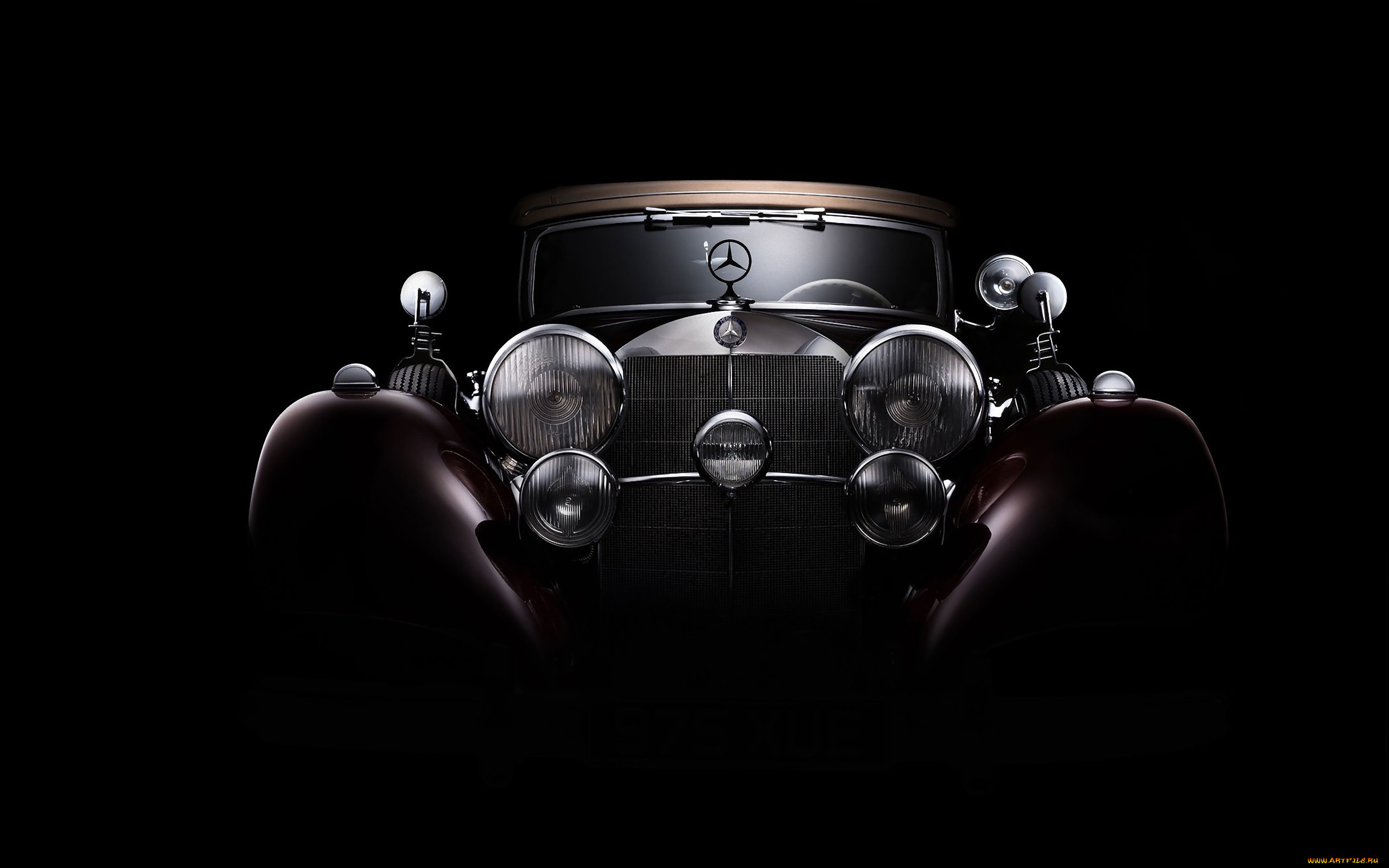 автомобили, классика, темный, фон, classic, mercedes-benz
