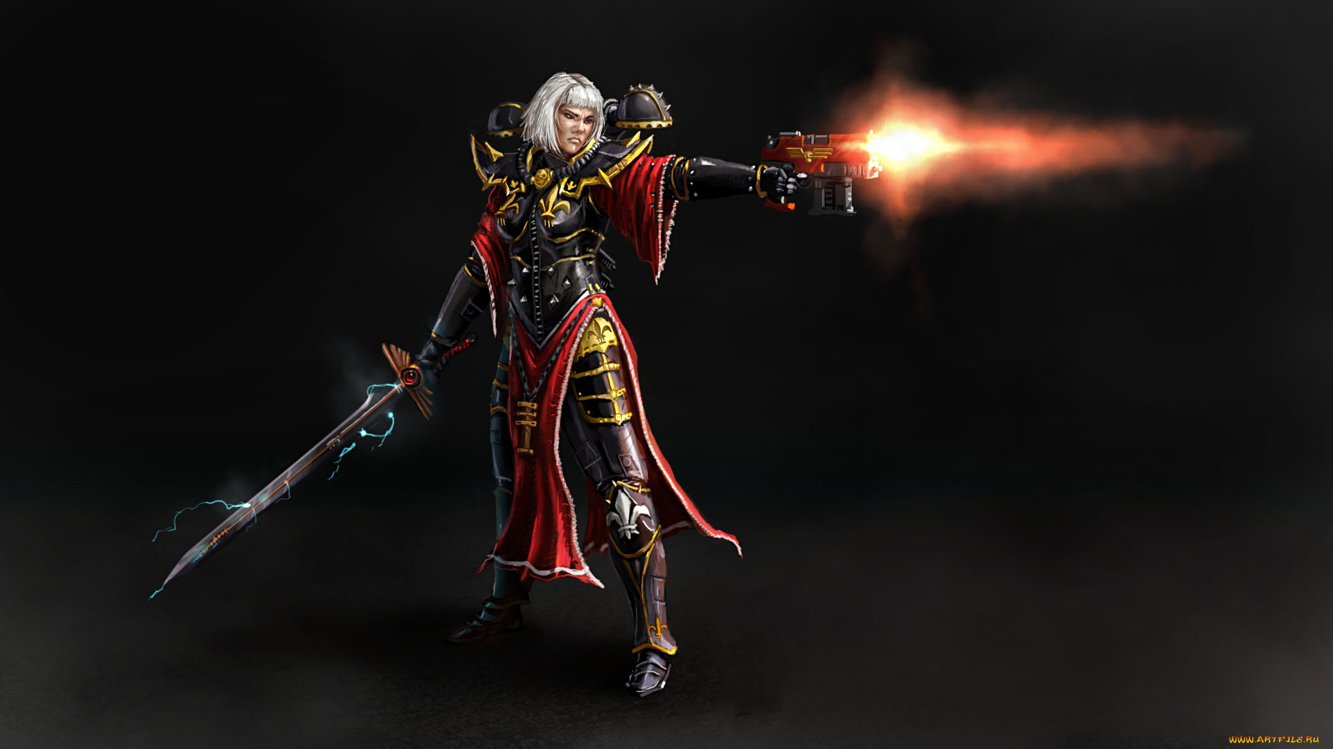 видео, игры, warhammer, 40k, автомат, меч, униформа, фон, девушка