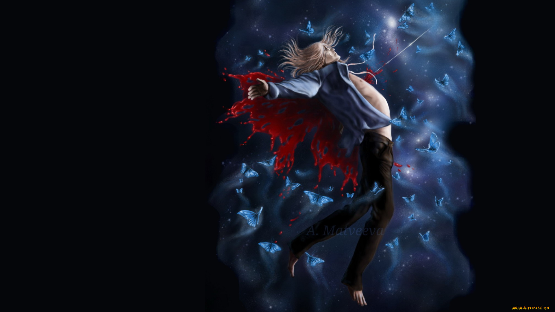 аниме, loveless, агатсума, соби, бабочки, кровь