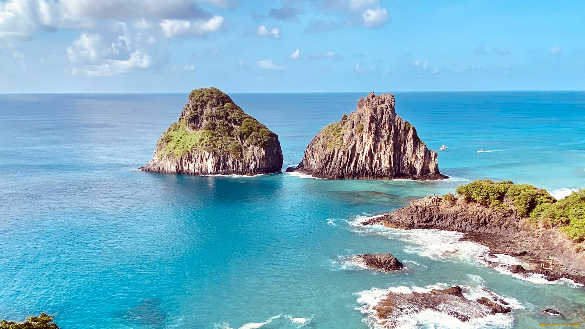 природа, побережье, вода, скалы, облака