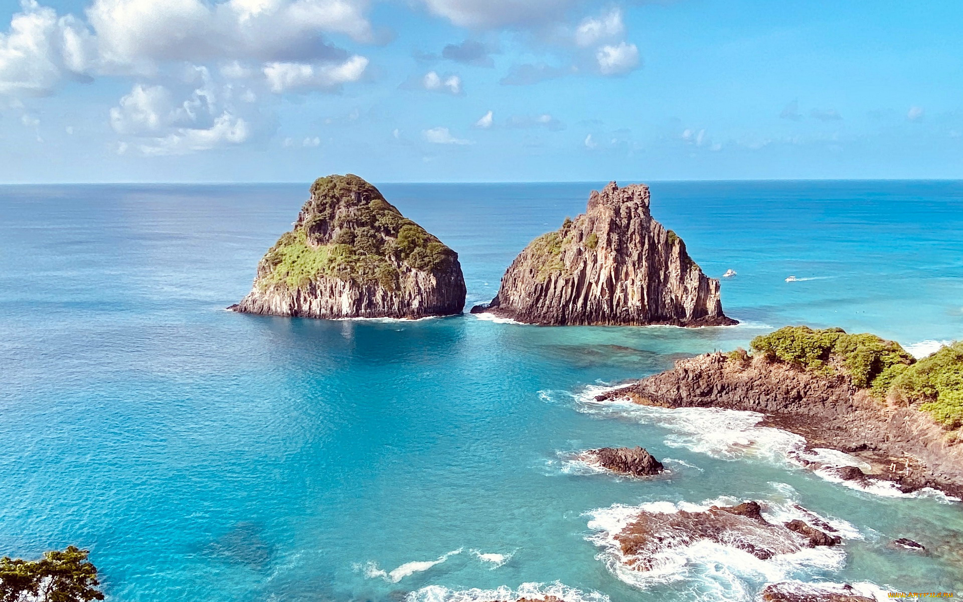 природа, побережье, вода, скалы, облака