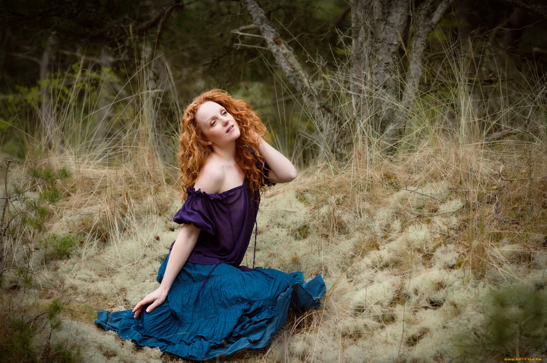 девушки, -, рыжеволосые, и, разноцветные, рыжая, блузка, юбка