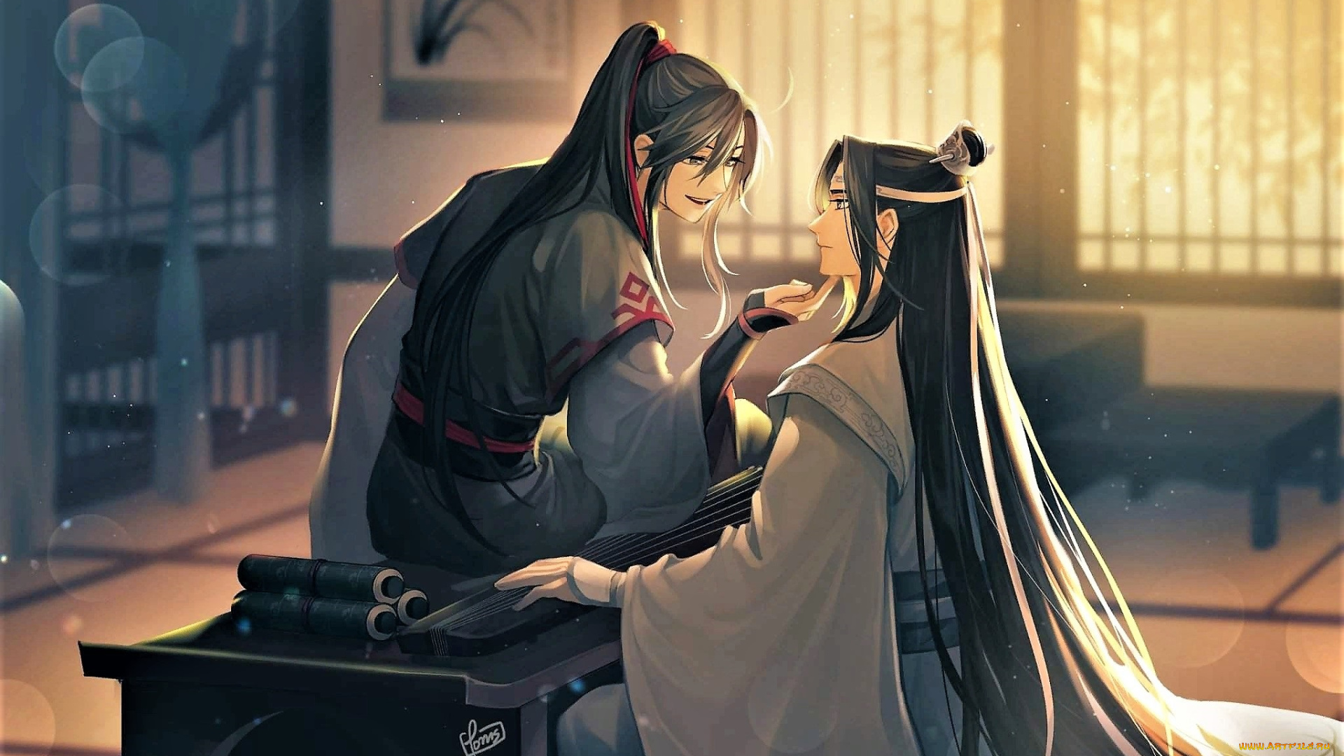 аниме, mo, dao, zu, shi, вэй, усянь, лань, ванцзы, гуцинь, стол