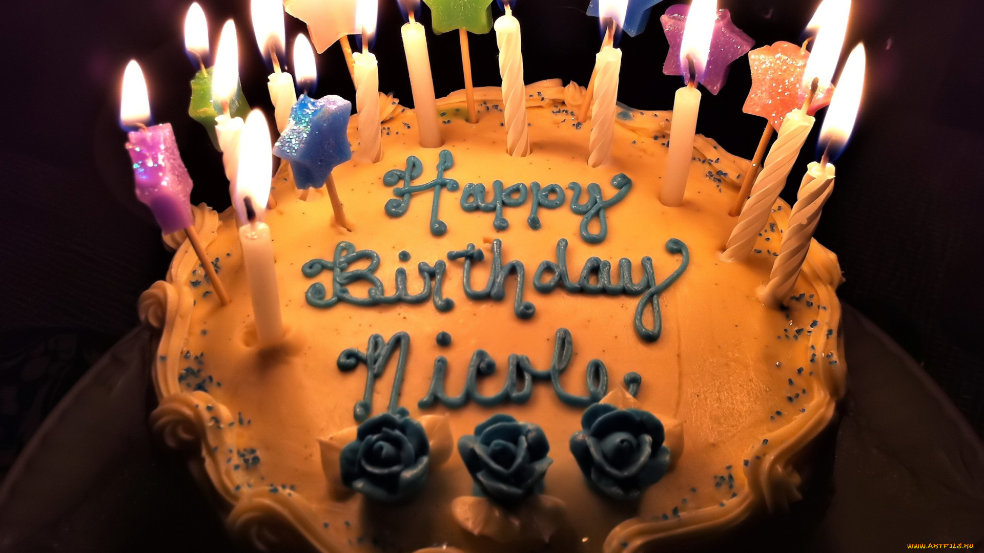 праздничные, день, рождения, торт, свечи