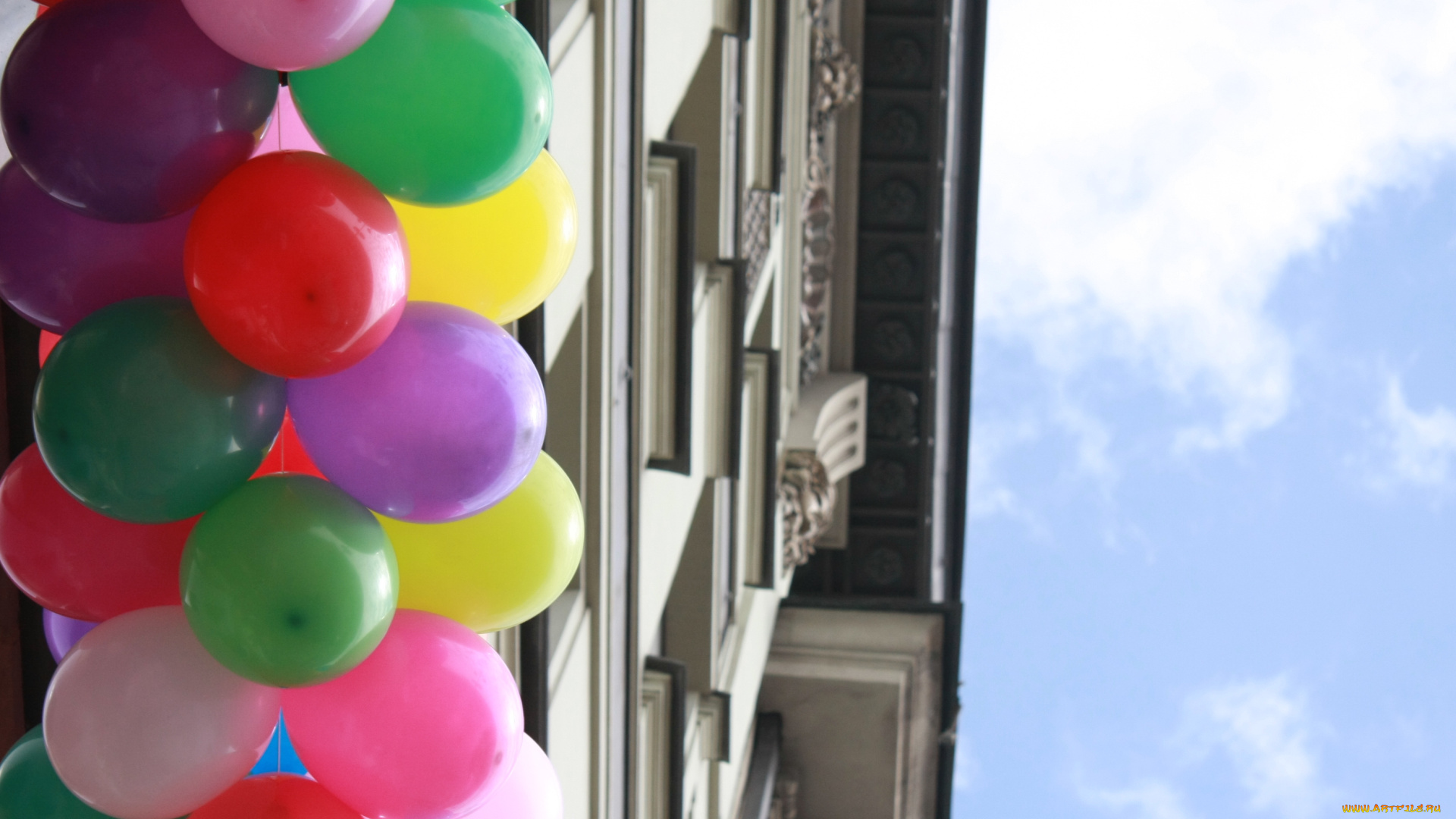 праздничные, шары, шарики, дом