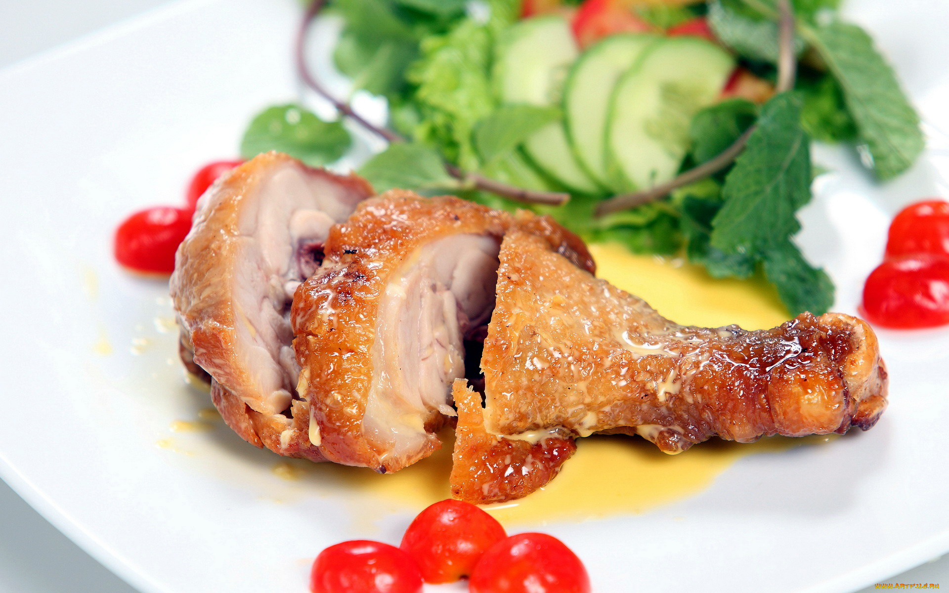 еда, мясные, блюда, овощи, куриная, ножка