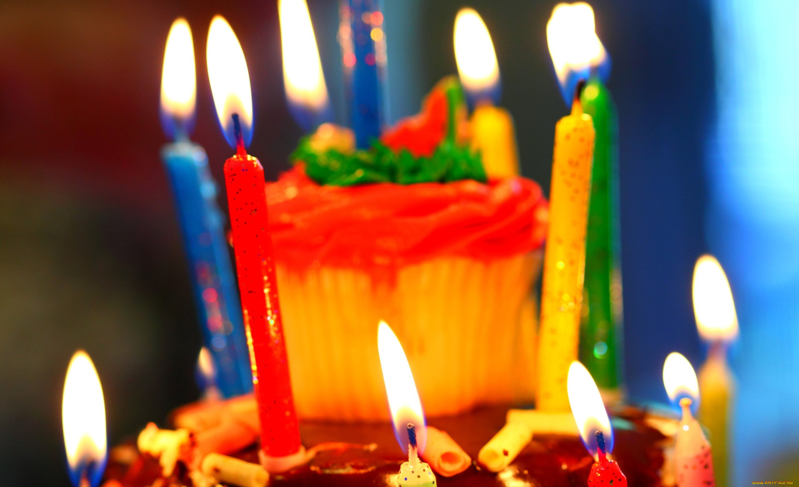 праздничные, день, рождения, торт, свечи