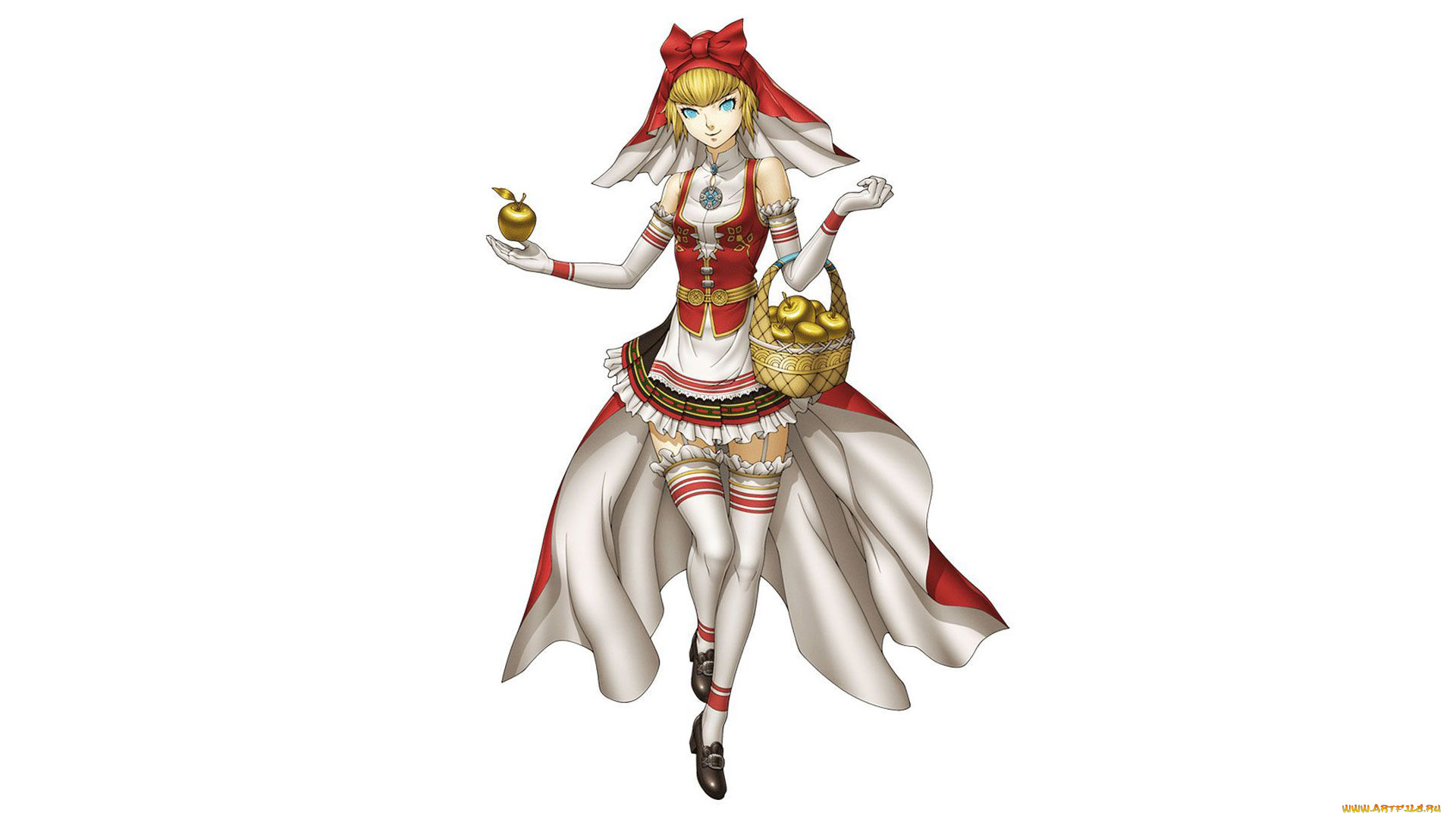 видео, игры, shin, megami, tensei, v, девушка, яблоки, корзина