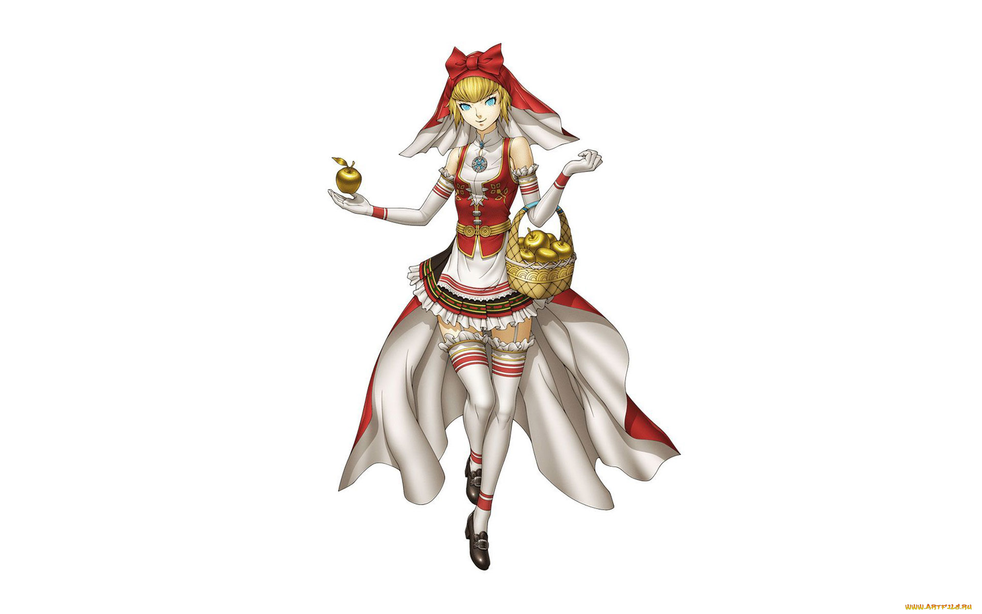 видео, игры, shin, megami, tensei, v, девушка, яблоки, корзина