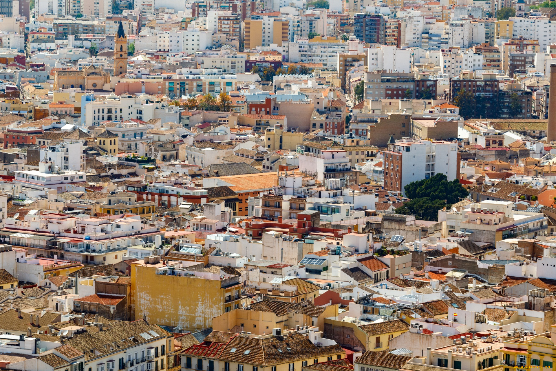 города, малага, , испания, панорама