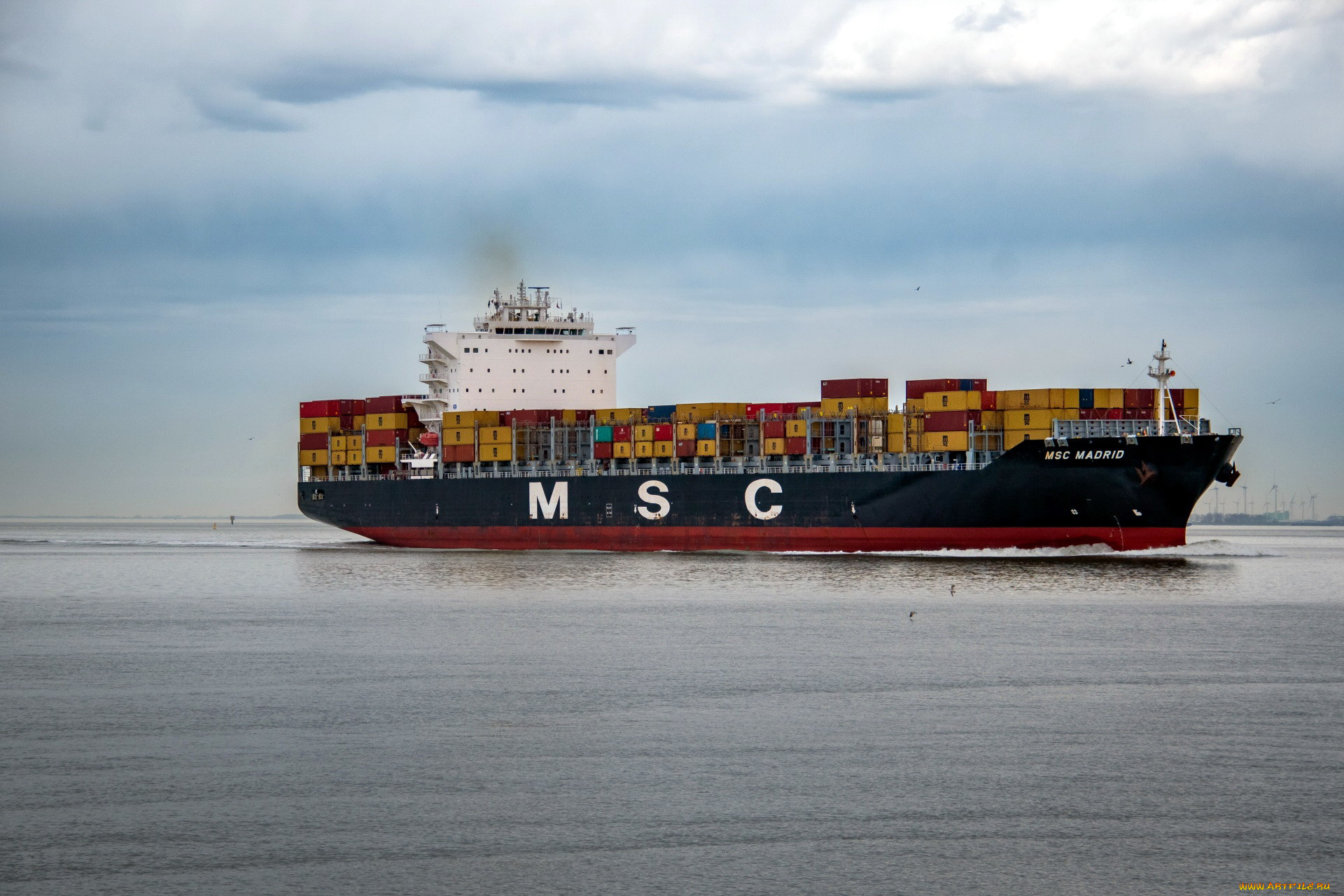 корабли, грузовые, суда, контейнеровоз