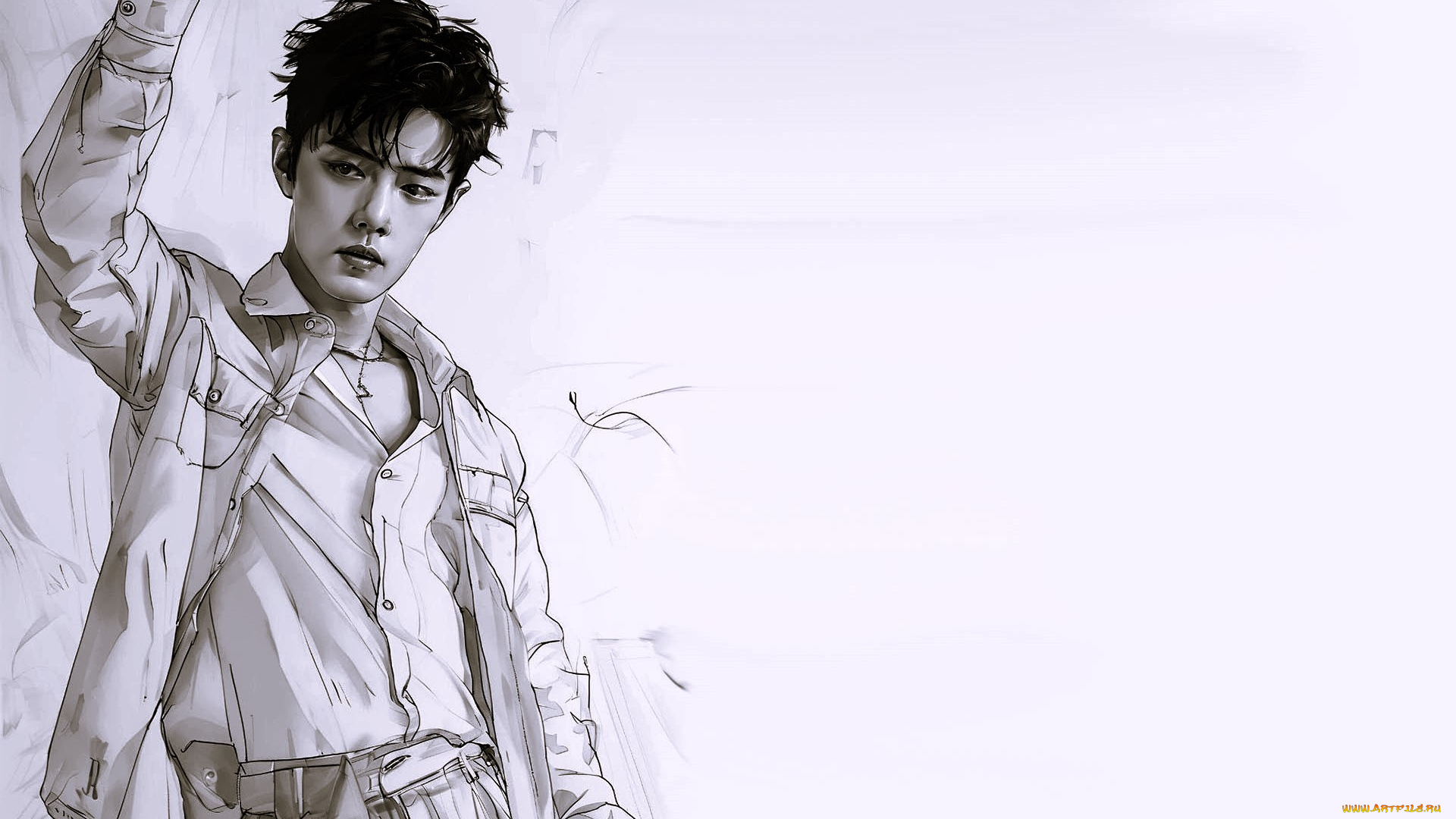 рисованное, люди, сяо, чжань, актер, пиджак, рубашка