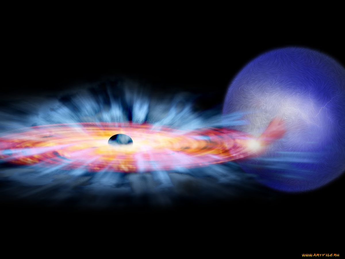 ветер, от, Черной, дыры, космос, Черные