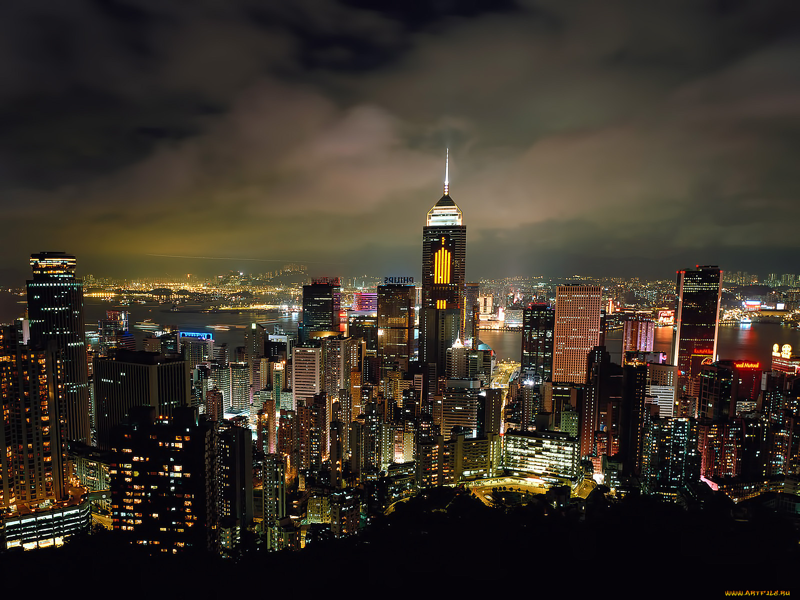 города, огни, ночного