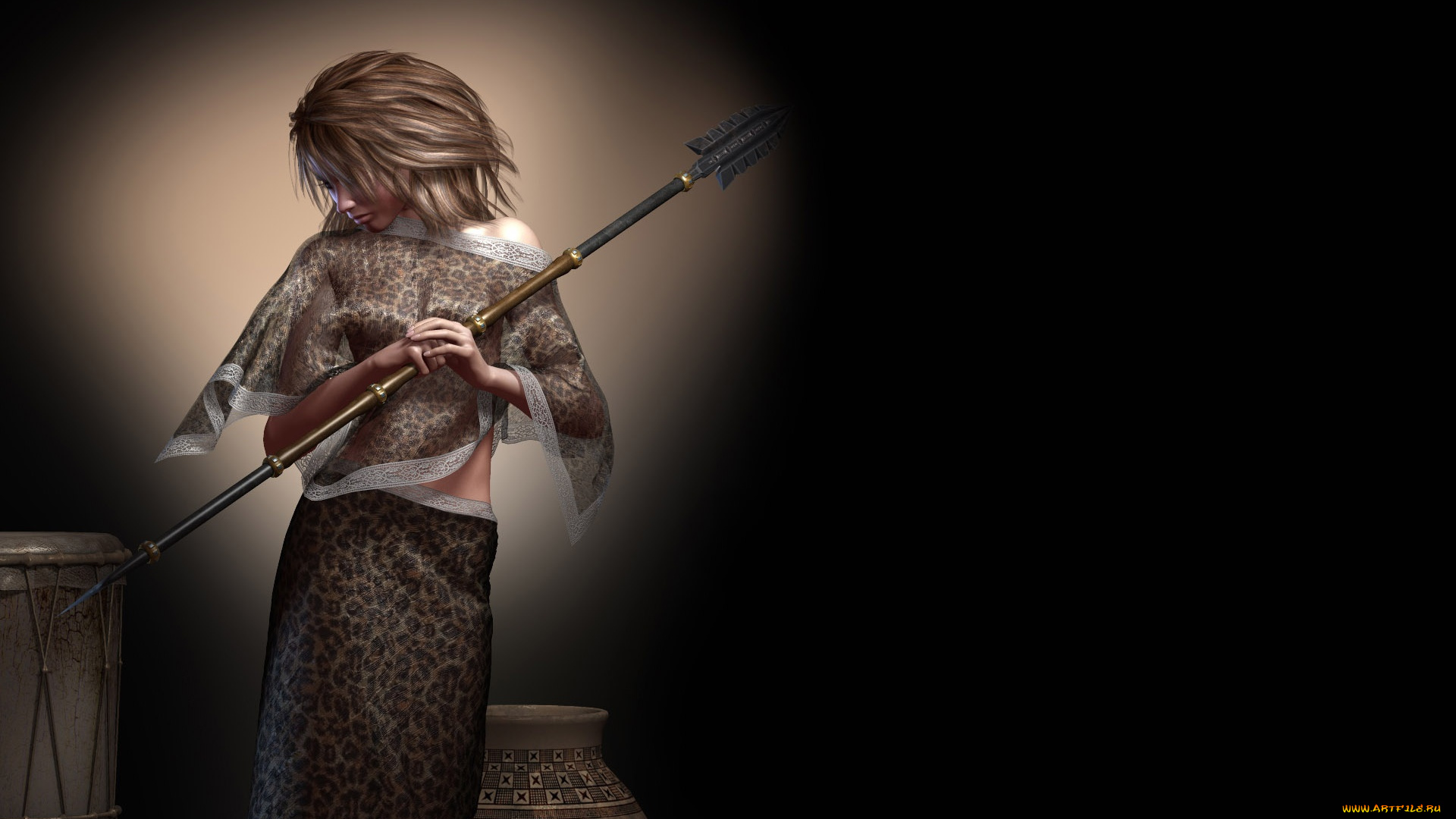 3д, графика, amazon, амазонки, девушка, копье