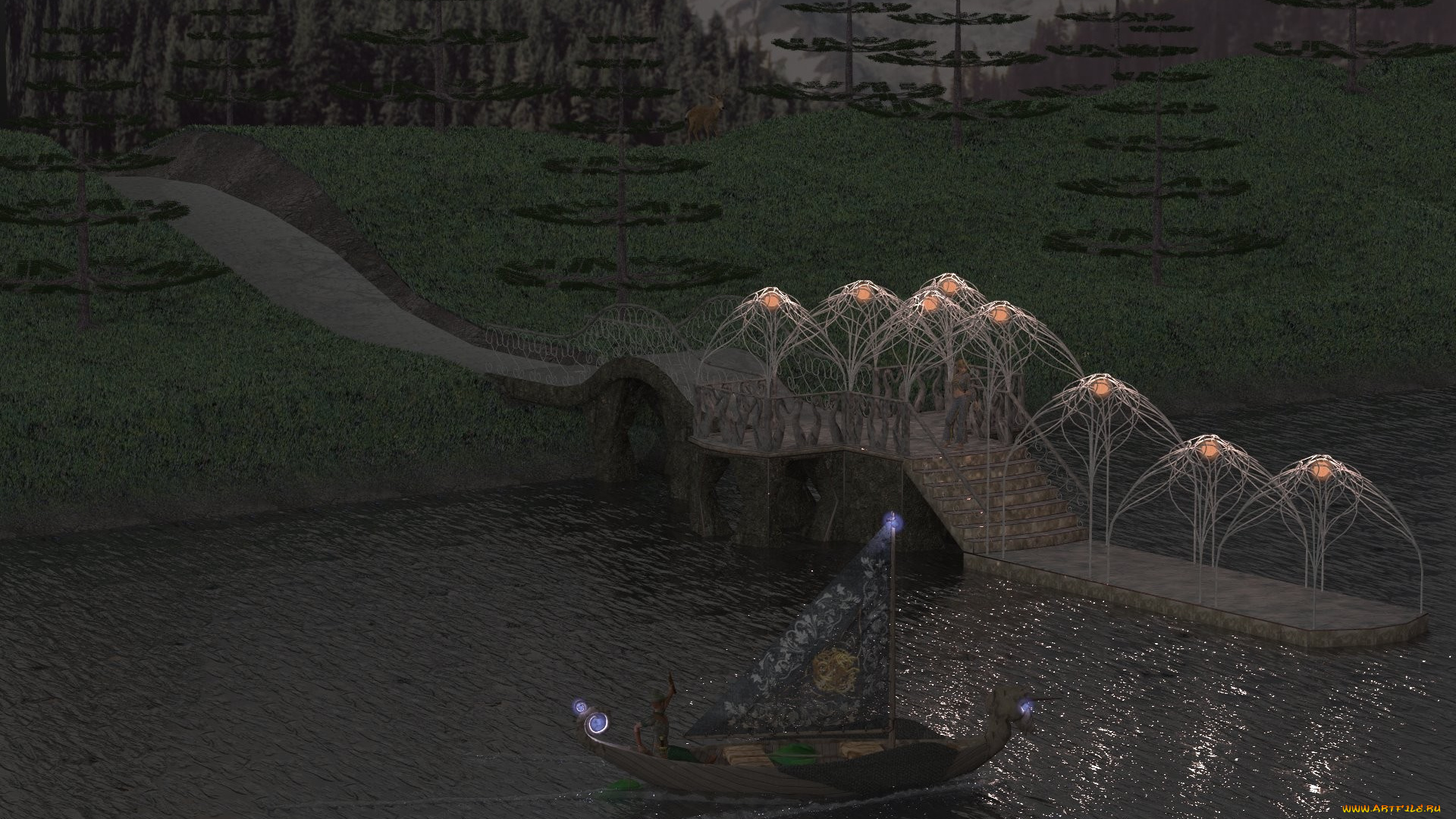 3д, графика, sea, undersea, море, река, парусник