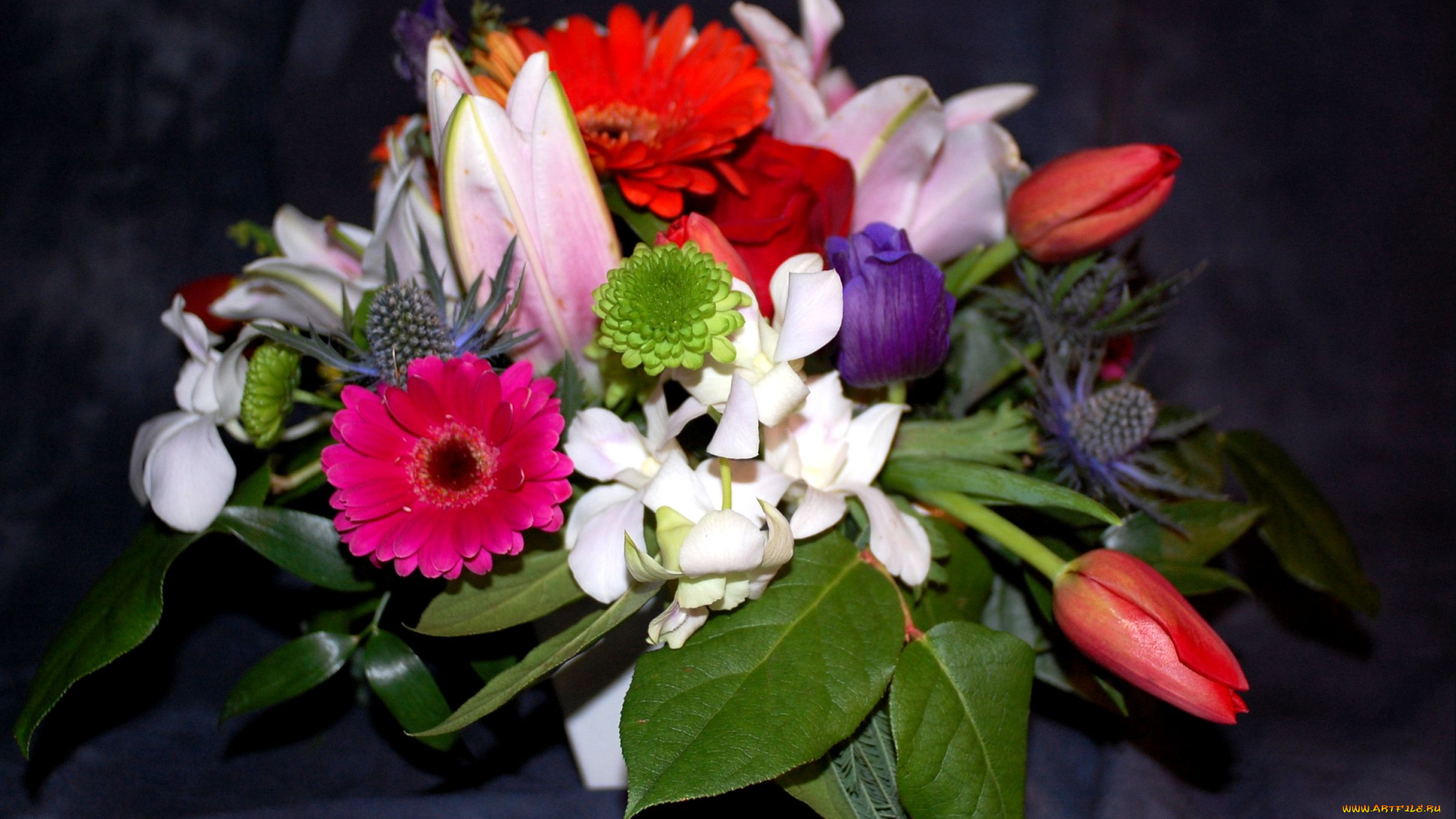 цветы, букеты, композиции, герберы, тюльпаны, лилии, эустома, хризантема